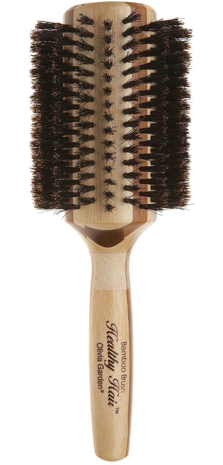 Olivia Garden Healthy Hair Eco-Friendly Bamboo 100% Boar Round Hair Brush HH-B50 (3 1/4")