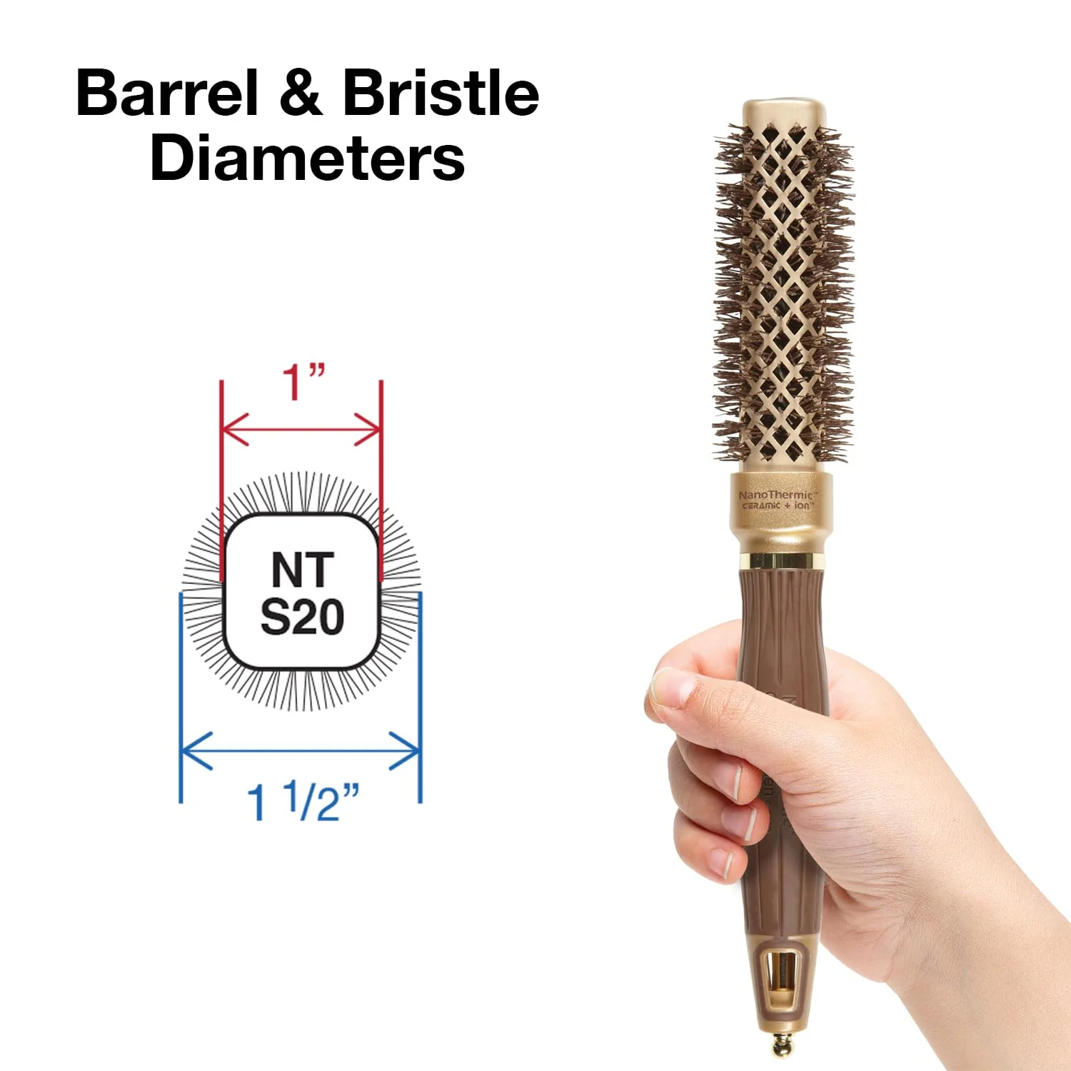 Olivia Garden NanoThermic Ceramic + Ion Square Shaper Thermal Hair Brush - Not Electrical - Professional Blowout Brush for Normal to Thick Hair - 1"-Diameter Barrel - NT-S20 - Image 2