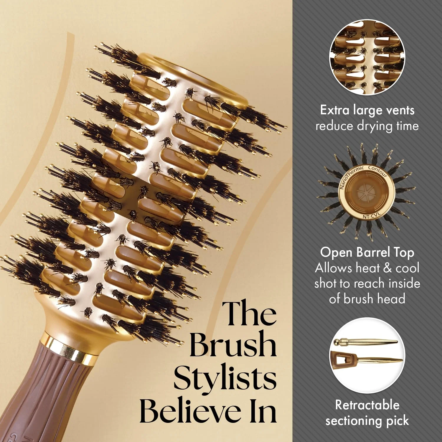 Olivia Garden NanoThermic Contour Vent Combo Hair Brush NT-CVL (Large 3 1/8") - Image 4