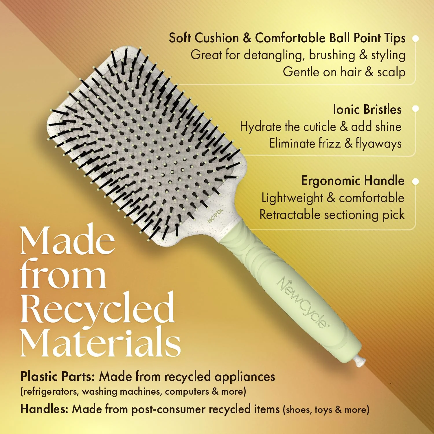 Olivia Garden NewCycle Ionic bristles Cushion Hair Brush and made from 100% recycled material (except bristles and cushion) - Image 3