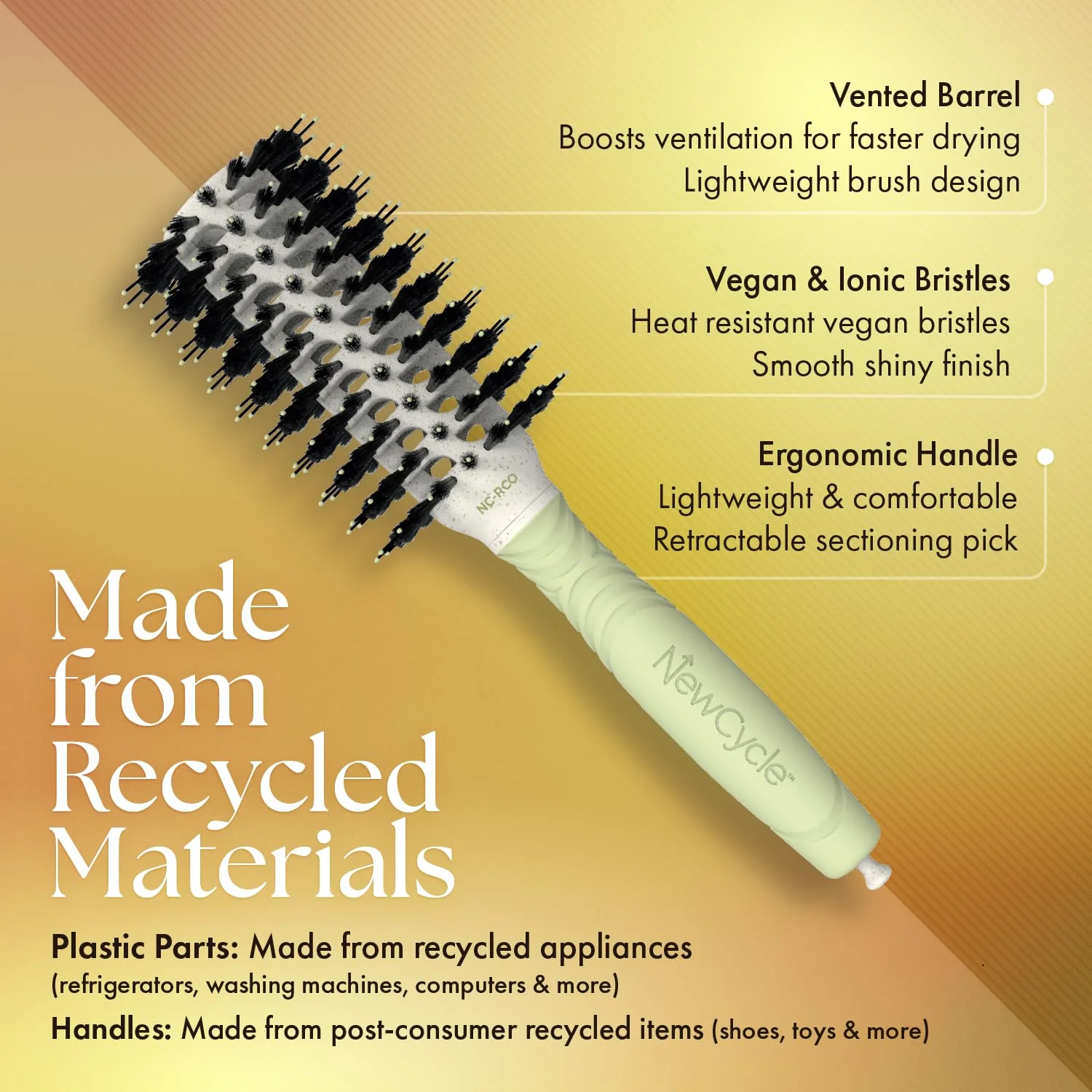 Olivia Garden NewCycle Ionic bristles Cushion Hair Brush and made from 100% recycled material (except bristles and cushion) - Image 4