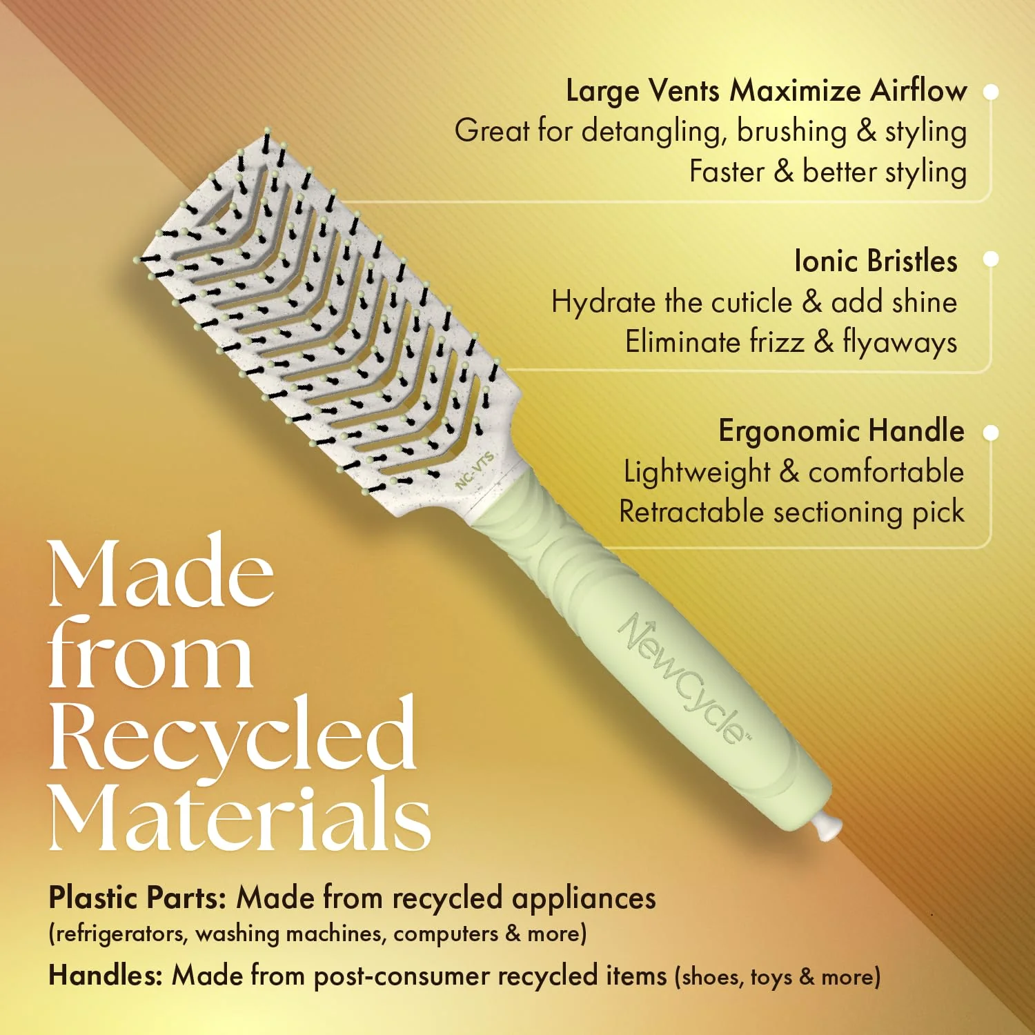 Olivia Garden NewCycle Ionic bristles Cushion Hair Brush and made from 100% recycled material (except bristles and cushion) - Image 5