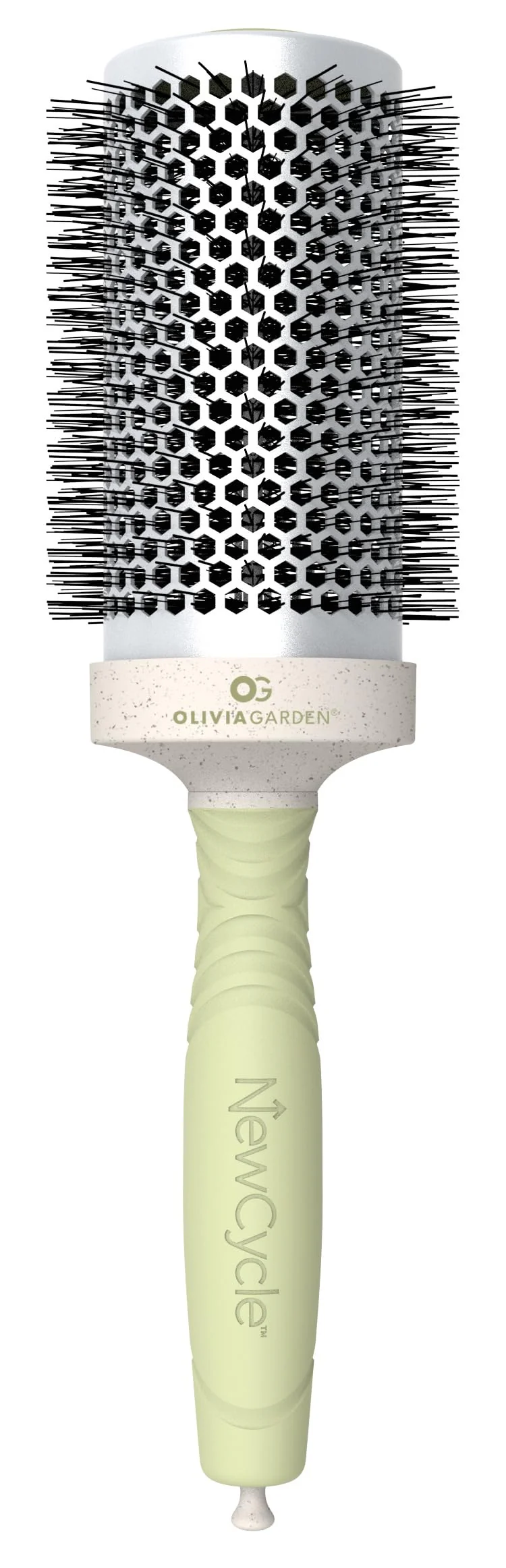 Olivia Garden NewCycle Round Thermal Hair Brush (not Electrical) with Ceramic Barrel, Ionic Technology and Made from 100% Recycled Material (Except bristles)