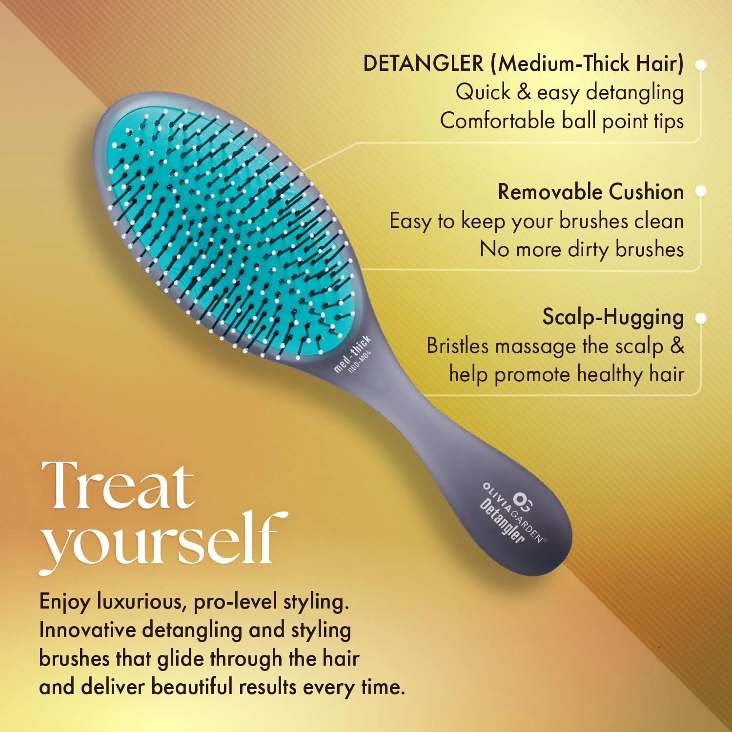 Olivia Garden OG Brush Collection Set - Includes 3 Hair Brushes for All Hair Types, Detangling, and Smoothing - Image 4