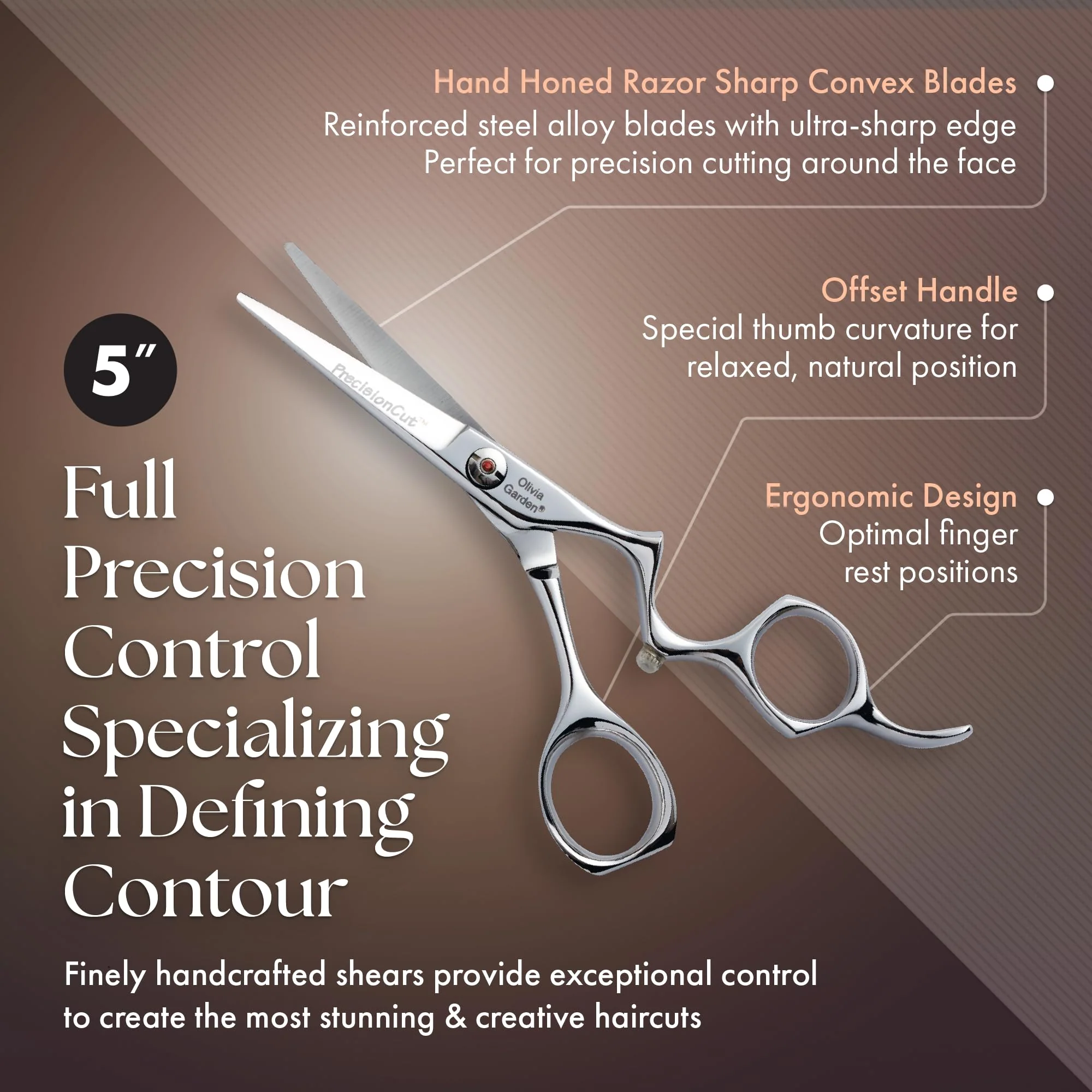 Olivia Garden PrecisionCut Professional Hairdressing Shears Intro Case - With The Edge Razor - 6 Items, 5" - Image 3