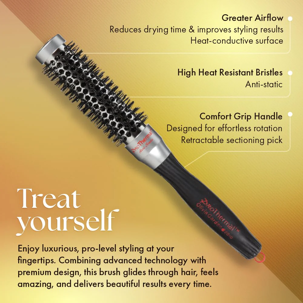 Olivia Garden ProThermal Anti-Static Round Hair Brush (not electrical) (1") - Image 3