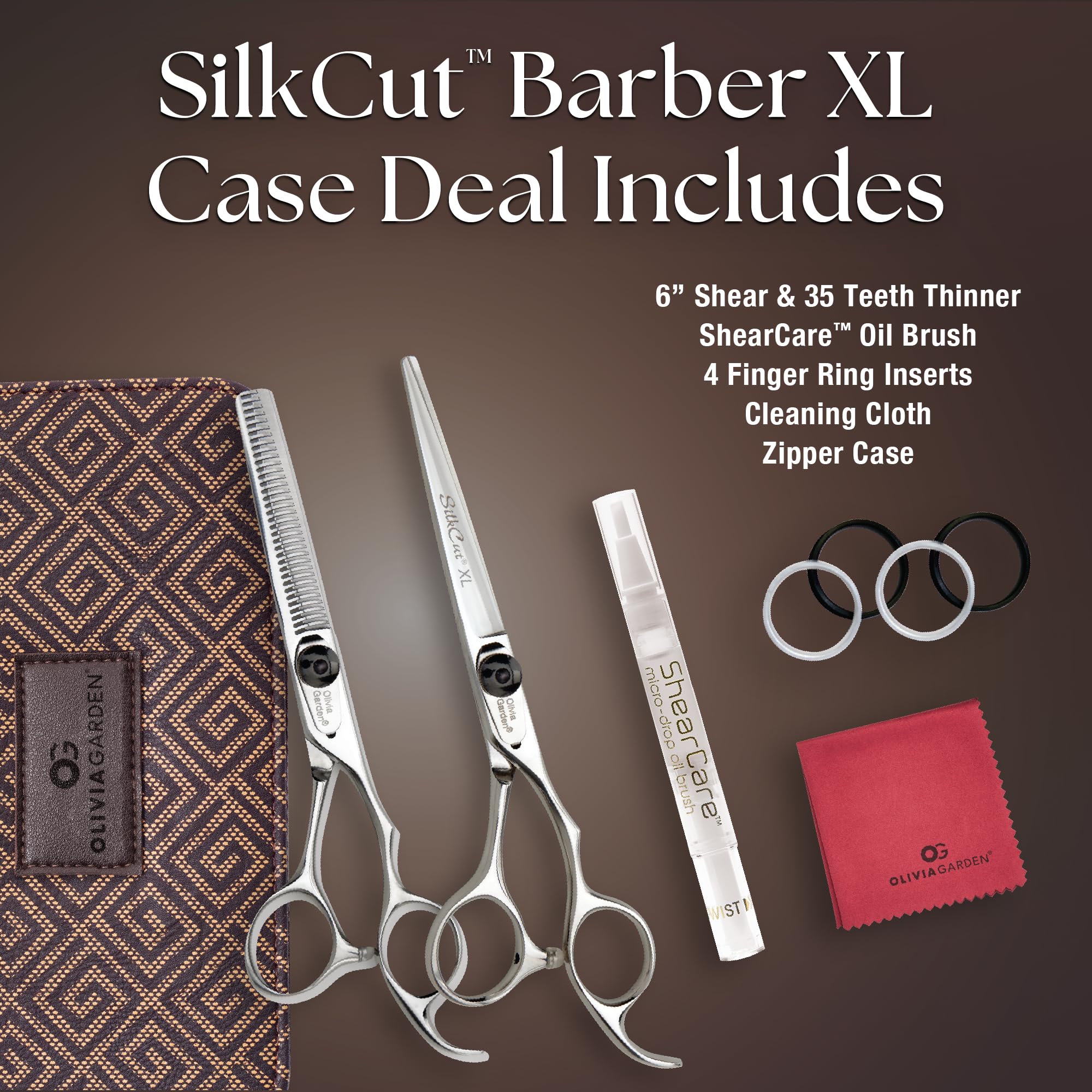 Olivia Garden SilkCut Professional Hairdressing Barber Kit, XL, 6" - Image 2