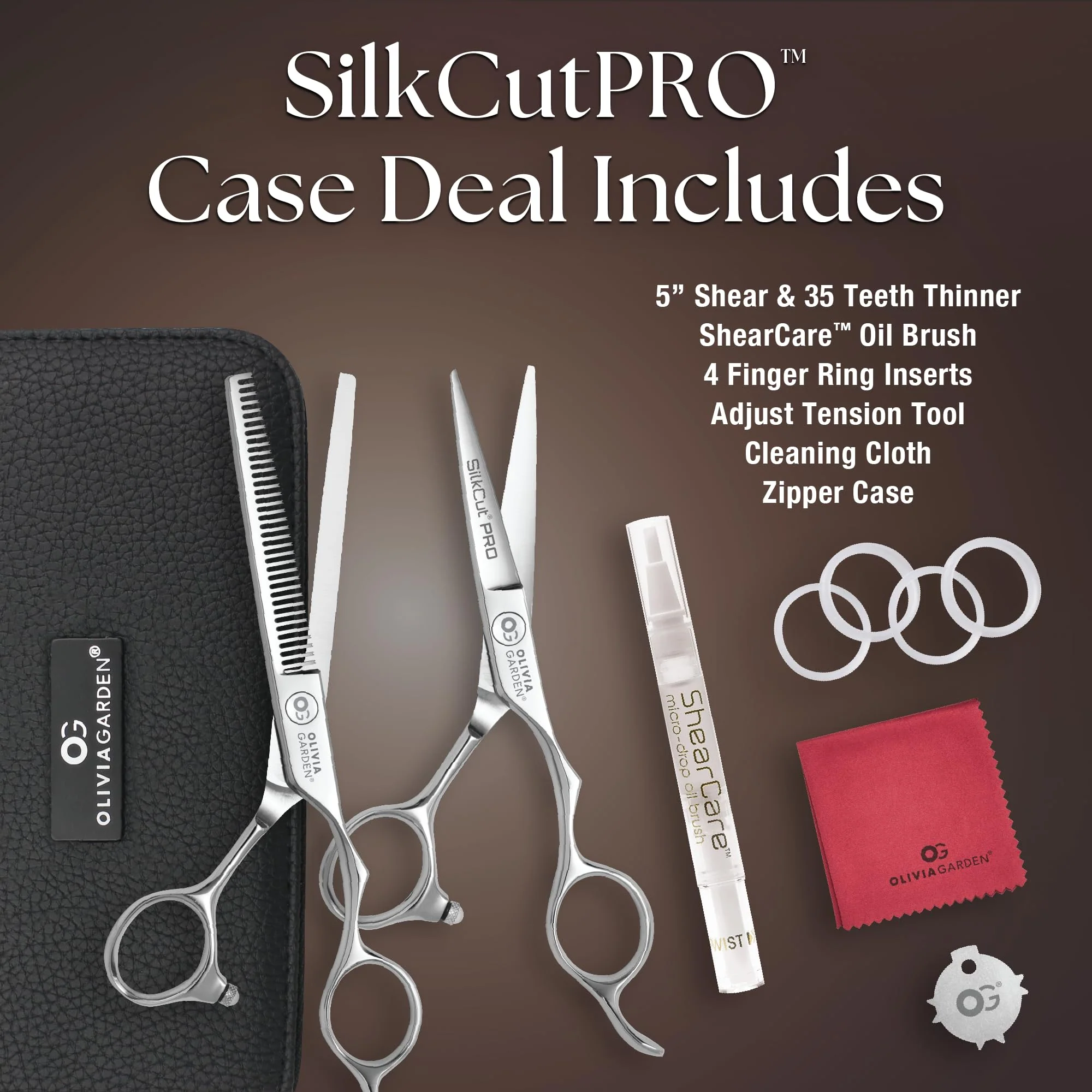 Olivia Garden SilkCutPro Shear and Thinner Zipper case deal (5" contains: SKP-50, SKP-T635) - Image 2