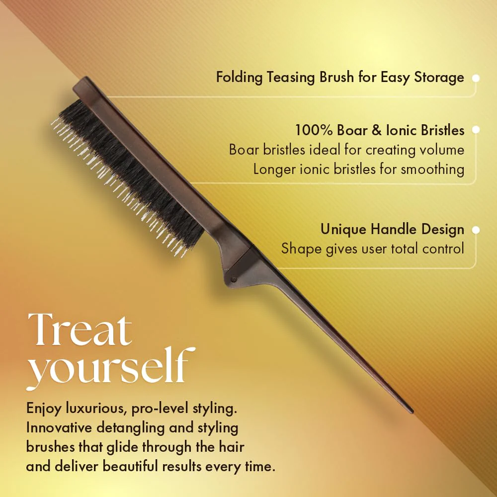 Olivia Garden Style-Up Teasing Foldable Hair Brush - 100% boar & ionic bristles STU-CO (Combo)… - Image 2