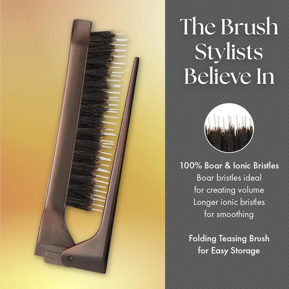 Olivia Garden Style-Up Teasing Foldable Hair Brush - 100% boar & ionic bristles STU-CO (Combo)… - Image 3