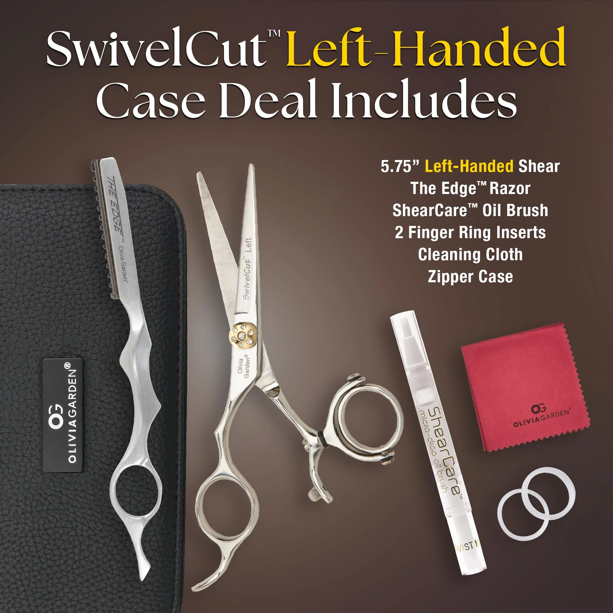 Olivia Garden SwivelCut Professional Hairdressing Shears Intro Case Deal - Left Handed (5.75") - Image 2