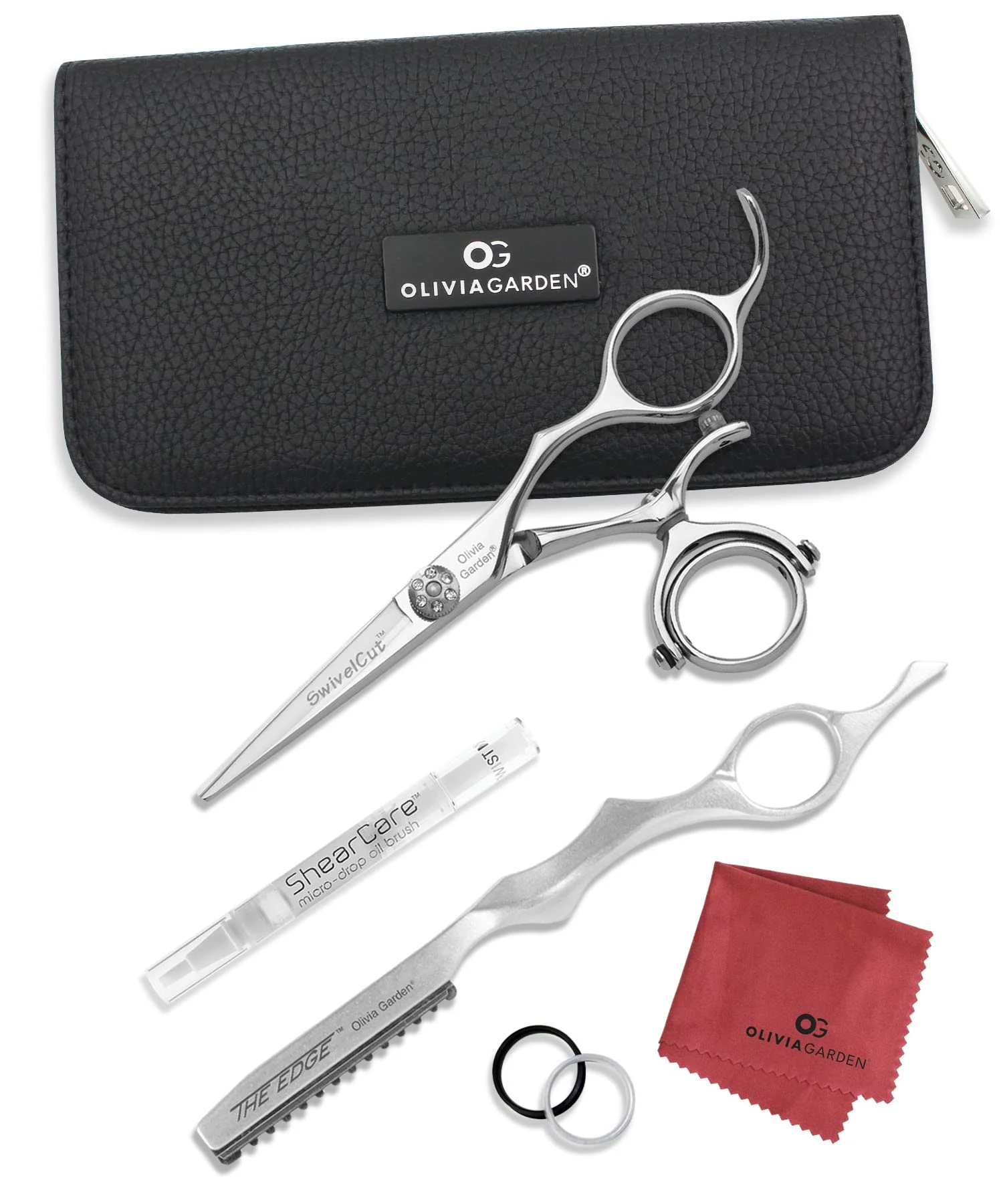 Olivia Garden SwivelCut Professional Hairdressing Shears Intro Case - With The Edge Razor - 6 Items (5")