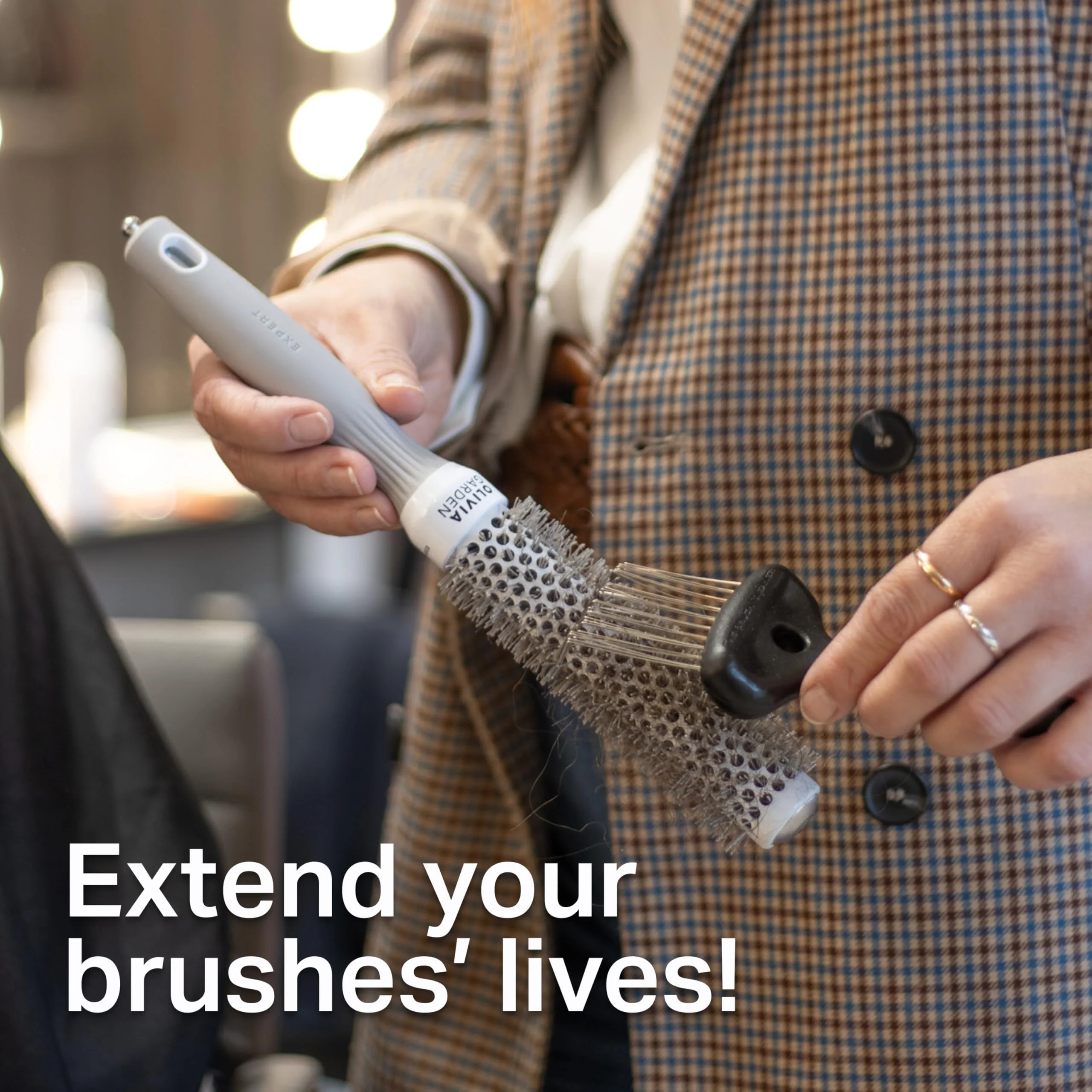 Olivia Garden The Brush Cleaner - Hair Brush Cleaner Tool for all Brush Sizes and Models - Removes Build-Up - 2 Tools in 1 - Beauty Care Accessories - Black - Image 7