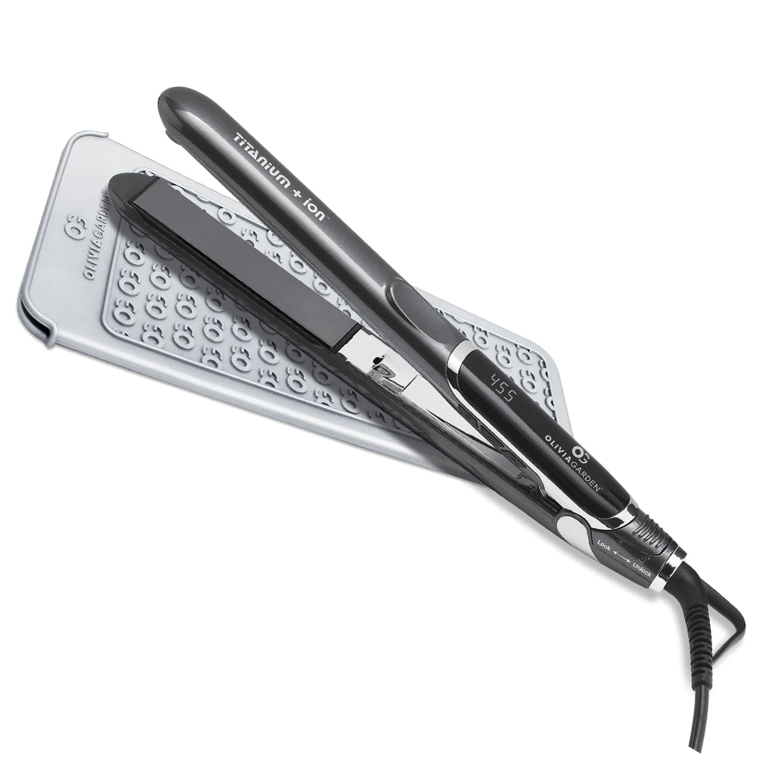 Olivia Garden Titanium + Ion Professional Flat Iron - Hair Straightener for All Hair Types - Includes Heat-Resistant Mat - 3D Floating Plates, 1"