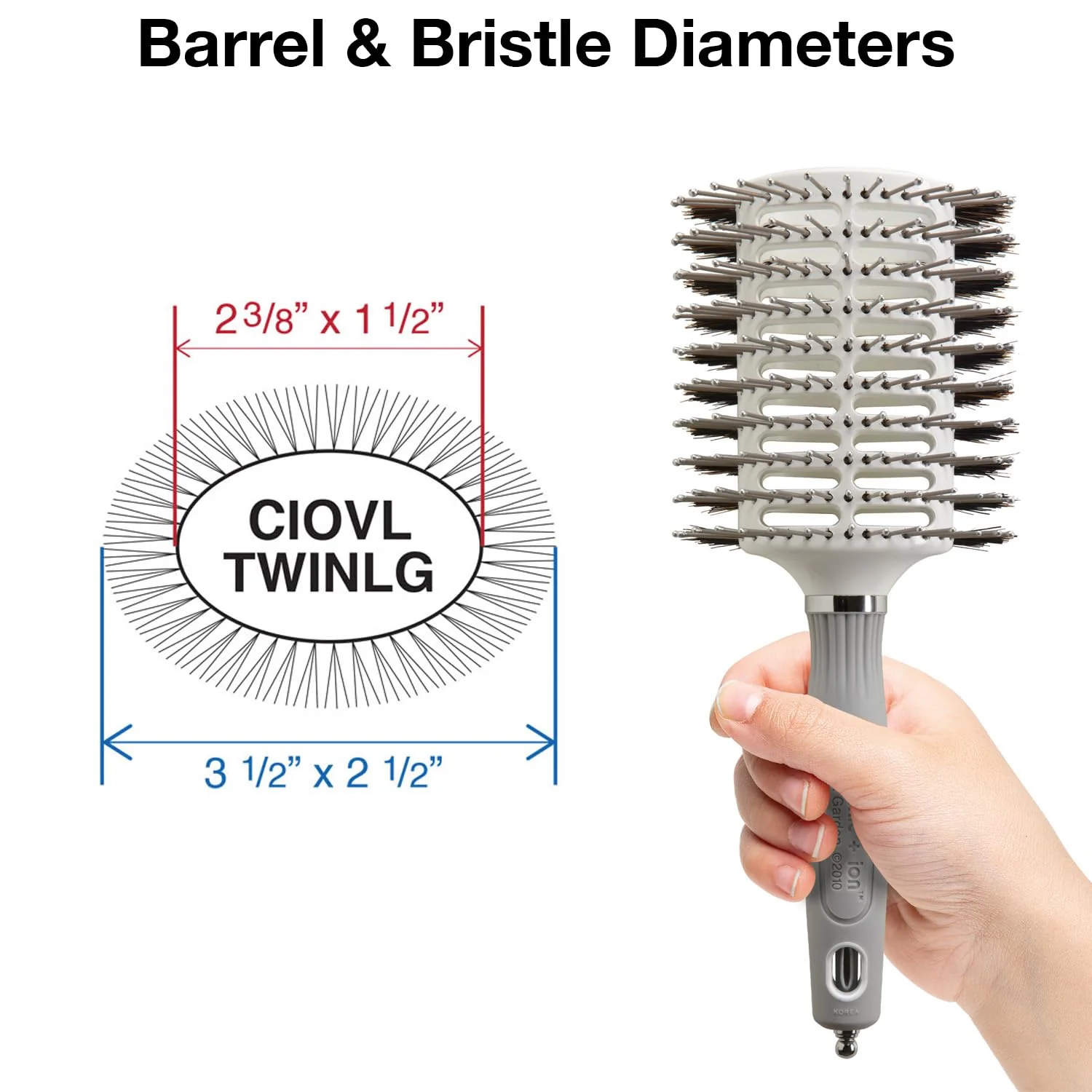 Olivia Garden Turbo Vent Oval Twin & 100% Boar Hair Brush CIOVL-TWINLG (Twin Large) - Image 3