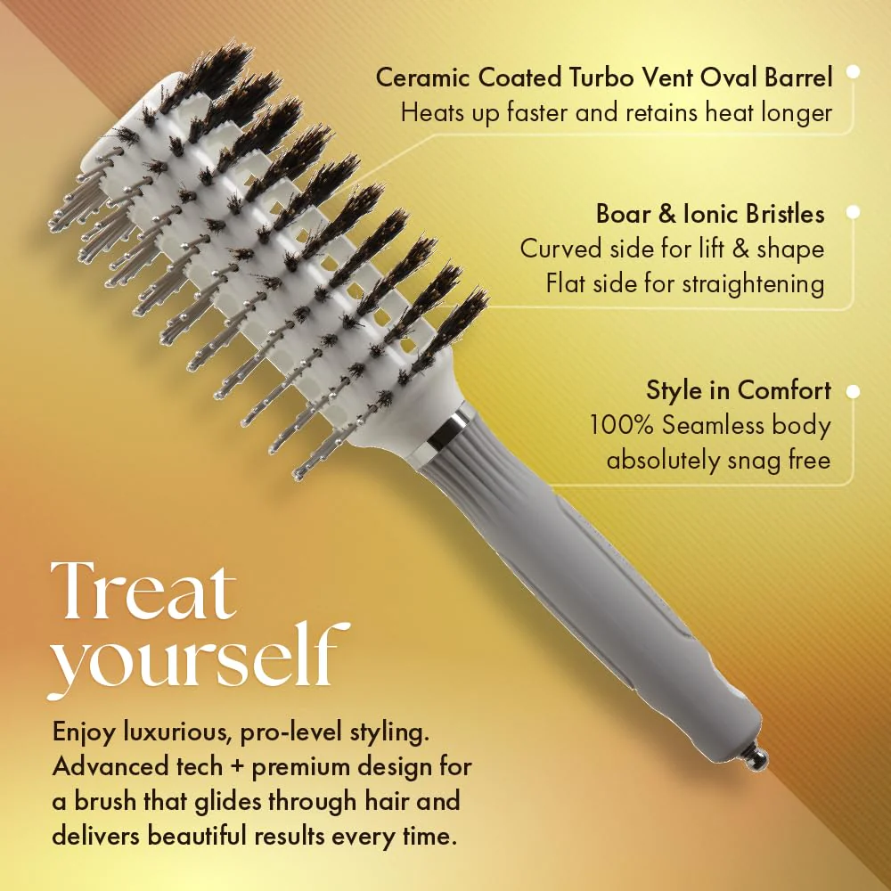 Olivia Garden Turbo Vent Oval Twin & 100% Boar Hair Brush CIOVL-TWINLG (Twin Large) - Image 4