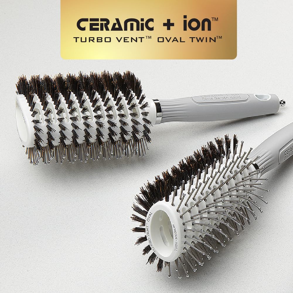 Olivia Garden Turbo Vent Oval Twin & 100% Boar Hair Brush CIOVL-TWINLG (Twin Large) - Image 7