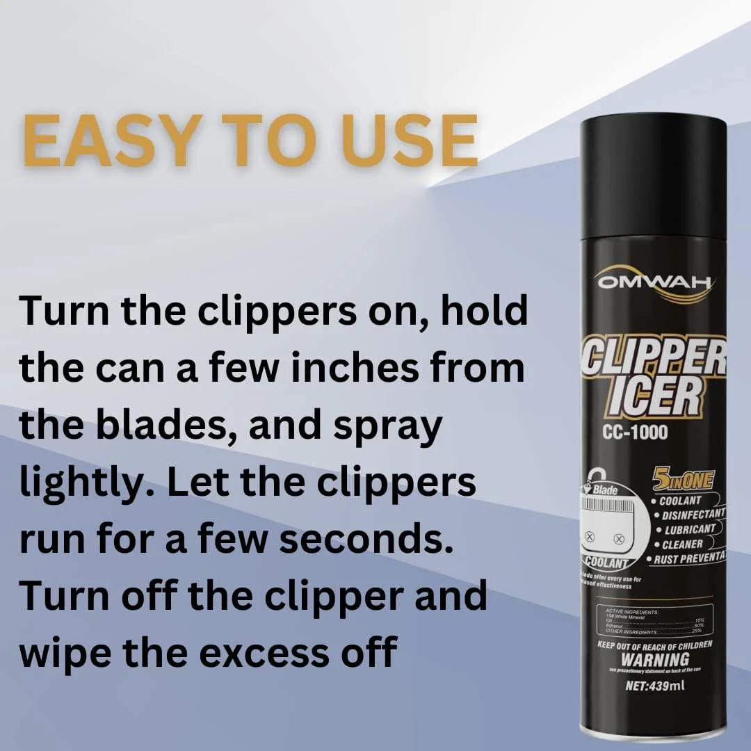 OMWAH 5 in 1 Clipper Icer Blade Cleaner and Lubricant Clipper Spray (3 pack) (15 oz. Can)… - Image 3