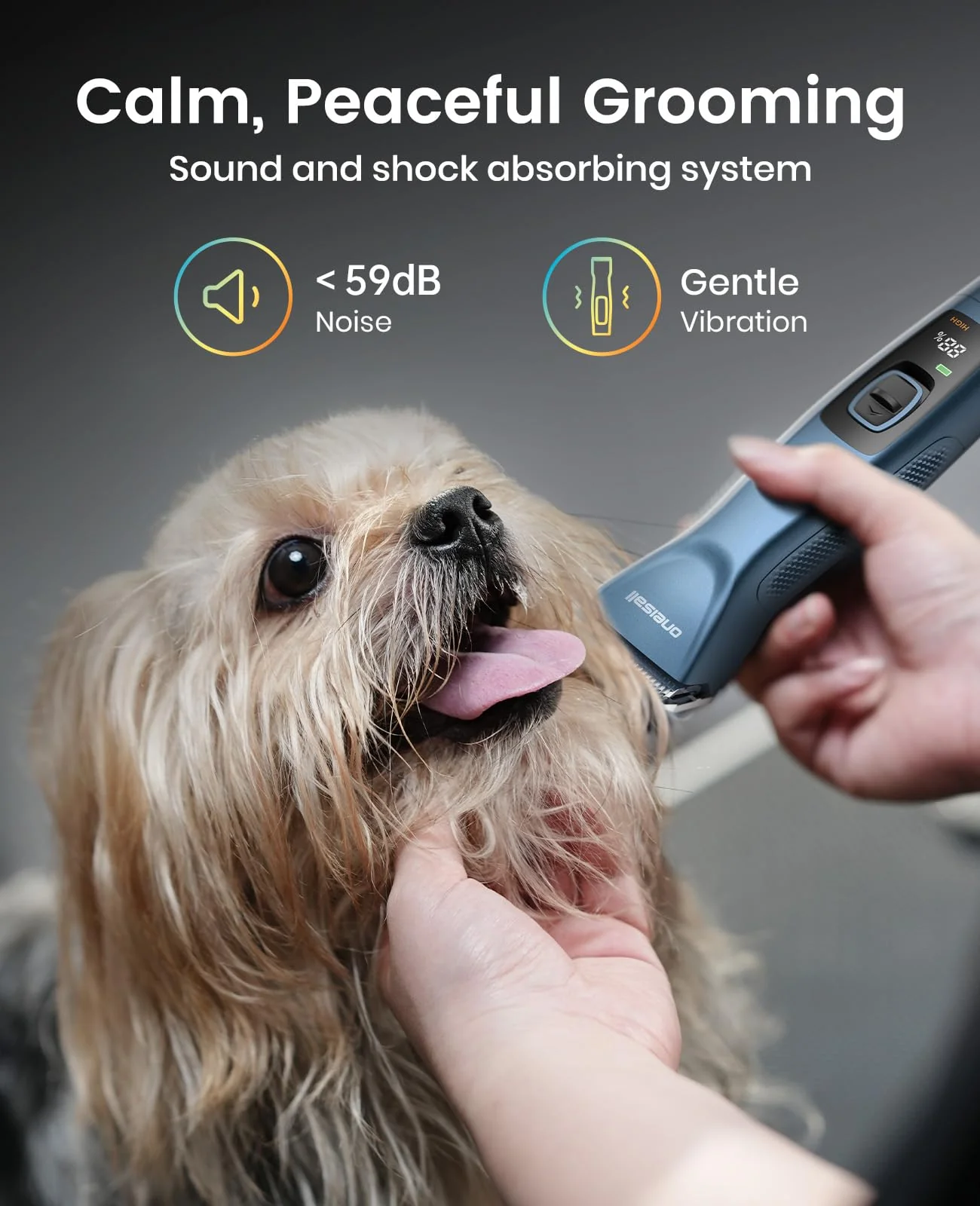 oneisall Professional Dog Grooming Clippers, Cordless Professional Dog Clippers for Grooming, 2-Speed Heavy Duty Clippers for Thick Curly Matted Coats, A5 Blade, Detachable Batteries, Metal Combs - Image 4