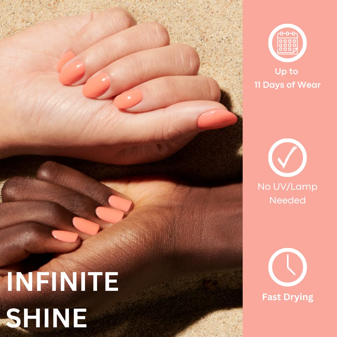 OPI Infinite Shine 2 Long-Wear Lacquer, Opaque & Vibrant Crème Finish Orange Nail Polish, Up to 11 Days of Wear, Chip Resistant & Fast Drying, Summer 2023 Collection, Summer Make the Rules,Flex on the Beach, 0.5 fl oz - Image 4