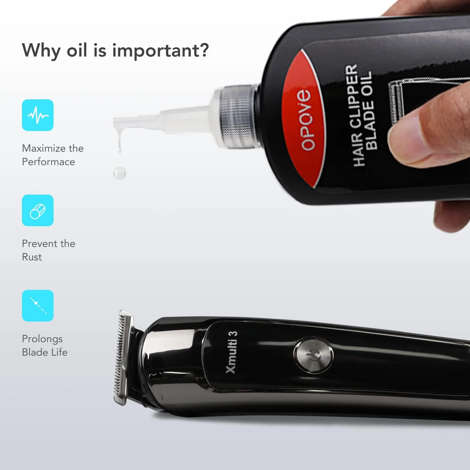 Opove Premium Hair Clipper Blade Lubricating Oil for Clippers, Trimmers, Groomers, Rust Prevention, 4.05oz/120ml, 1 Pack with Clean Brushes - Image 3