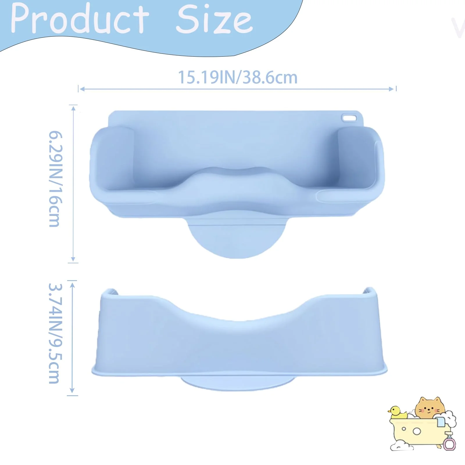 Portable Hair Washing Station,Silicone Hair Washing Basin for Toddlers,Children & Teens,Stable Sink/Bathtub Shampoo Buddy, Attached Shampoo Brush and Baby Bath Rinse Cup(Bule) - Image 6