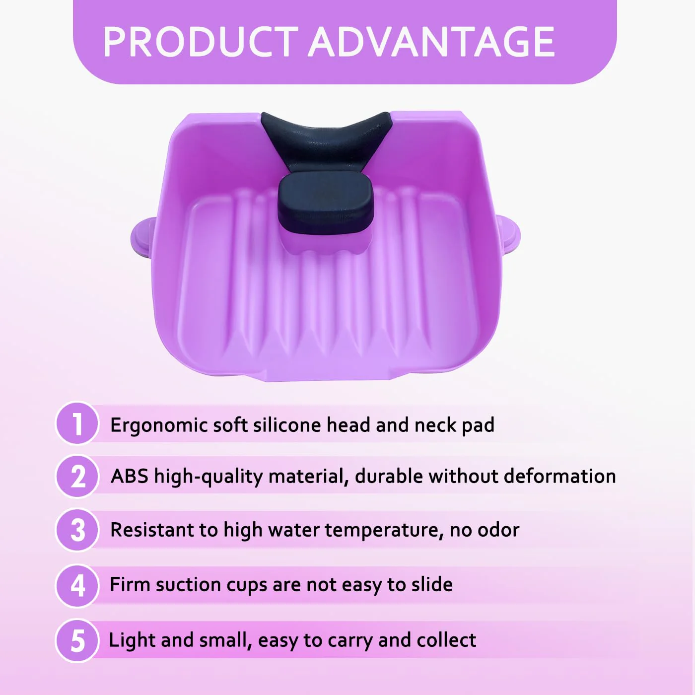 Portable Shampoo Basin for Kids, Baby, Children,Tear Free Hair Washing Basin Tray at Home (Purple) - Image 4