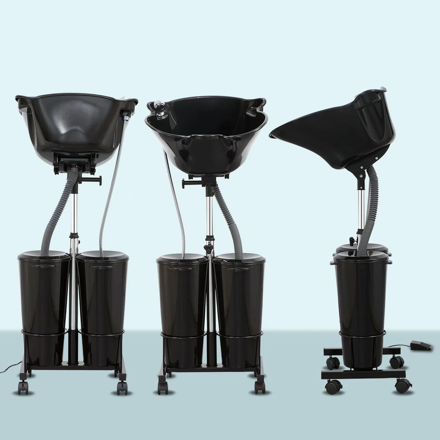 Portable Shampoo Bowl with Electric Pump (Pack of 1) | Adjustable Basin Height, Dual-Bucket Design with Drain Hoses | Home & Barber Use | - Image 11