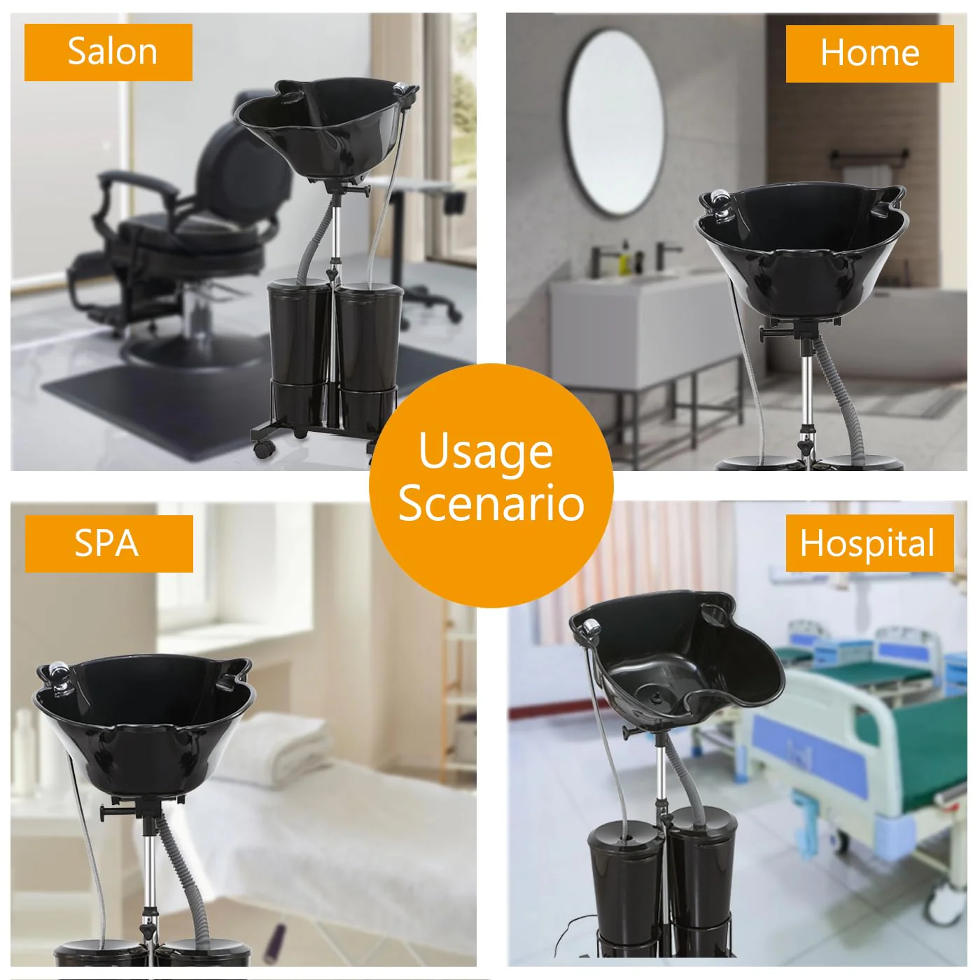 Portable Shampoo Bowl with Electric Pump (Pack of 1) | Adjustable Basin Height, Dual-Bucket Design with Drain Hoses | Home & Barber Use | - Image 12