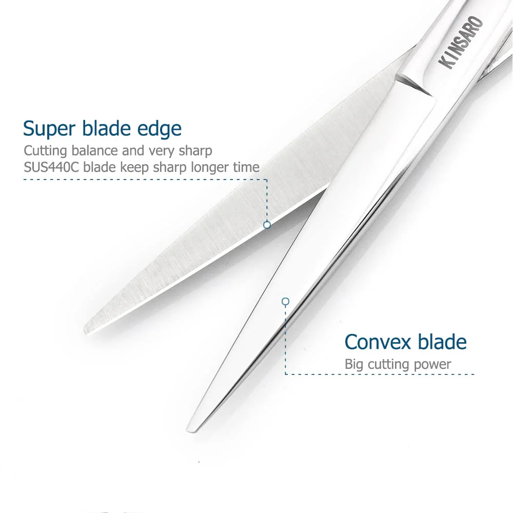Professional Hair Shears 6" Silvery Blind Hole Sharp Hair Cutting Scissors Haircut Barber Scissors Barber Shears Convex Edge 440C KINSARO for Hairdresser Barbershop or Home Use - Image 4