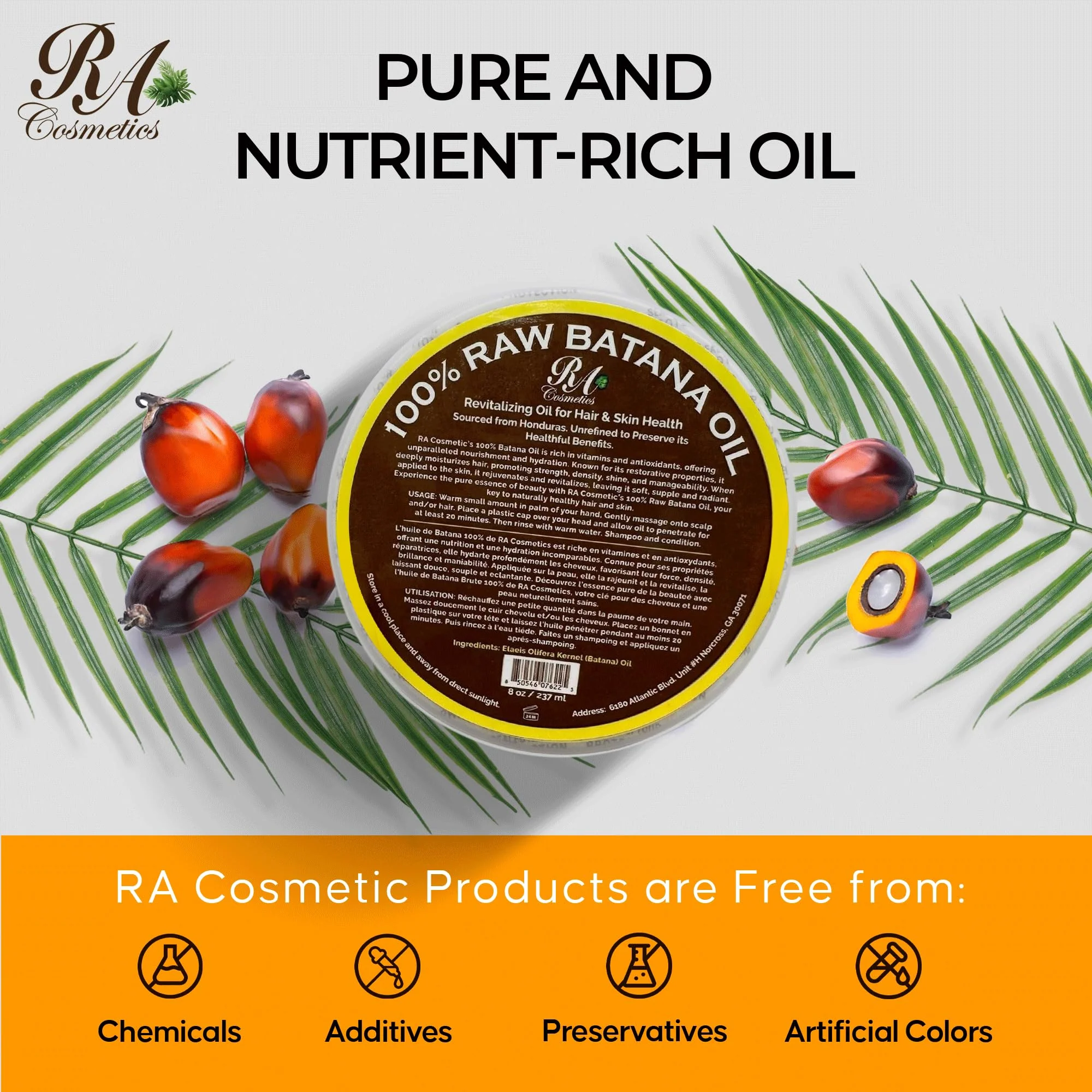 RA COSMETICS 100% Natural Unrefined Batana Hair Oil for Healthy Hair, 16 oz | Dr Sebi Batana Oil Hair Moisturizer for Damaged Hair Repair| Strengthening and Nourishing Hair Conditioner - Image 6