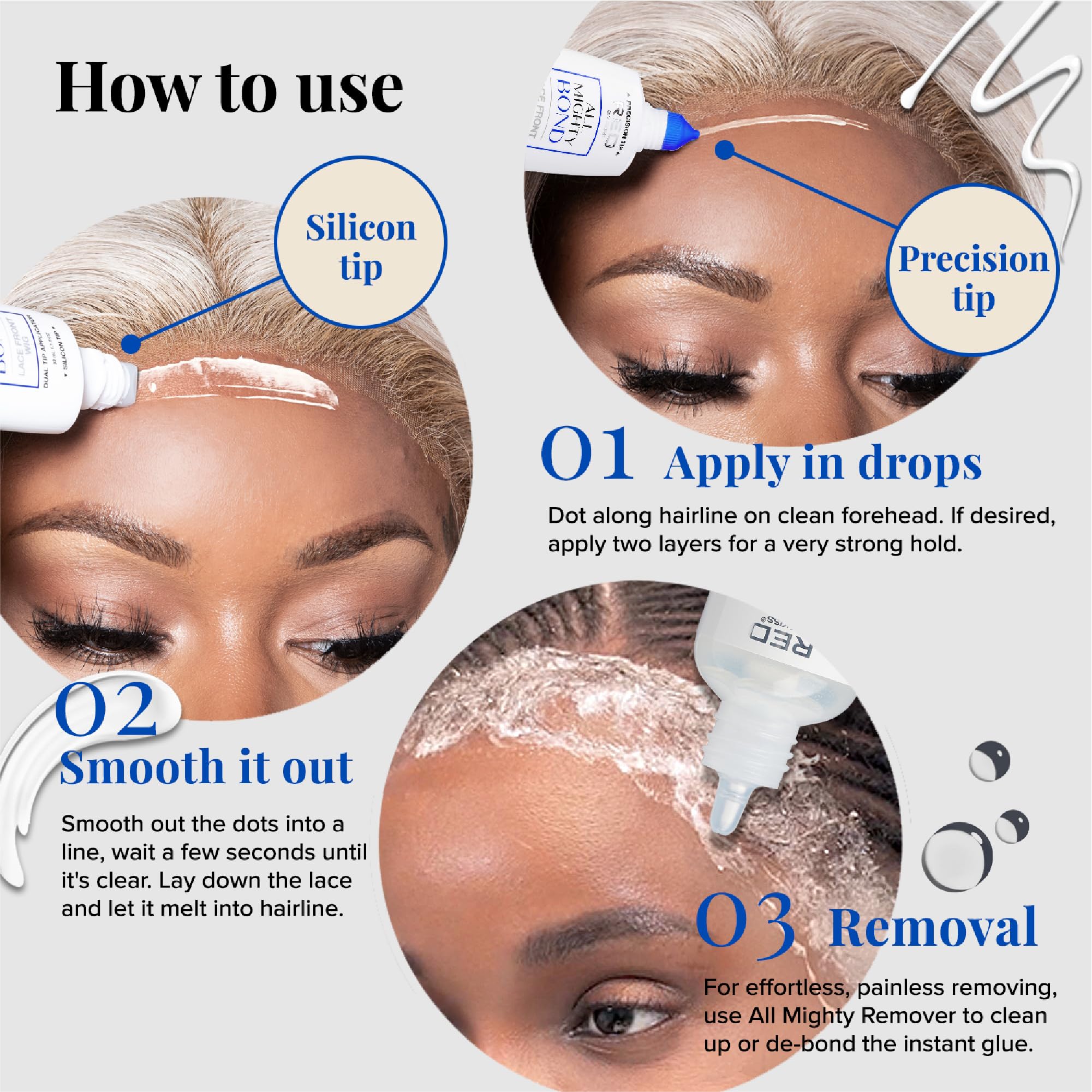 Red by Kiss All Mighty Bond Lace Front Wig Glue, Dual Tip Applicator, Instant Drying, Water Resistant, Strong Hold for Wigs, Frontals, Toupees, Safe for Sensitive Skin - Image 5