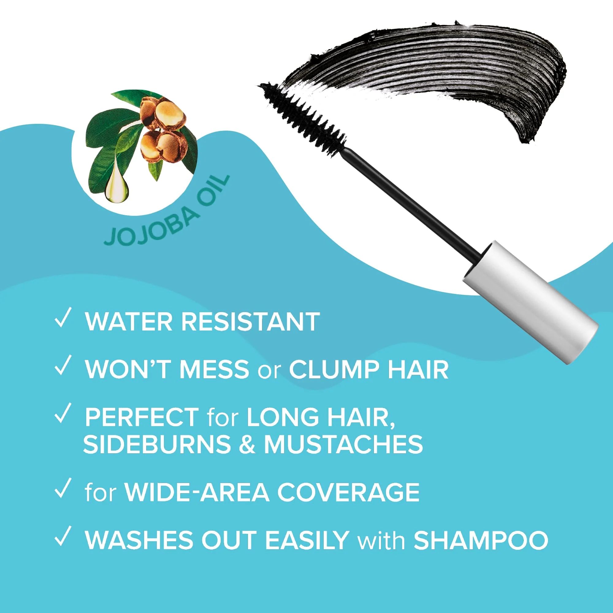 RED by KISS Quick Cover Root Touch Up Rescue (Jet Black), Mascara Natural Water-Resistant Temporary Gray Concealer Cover Up Brush for Hair Mustache & Beard, Formulated with Jojoba Oil - Image 3