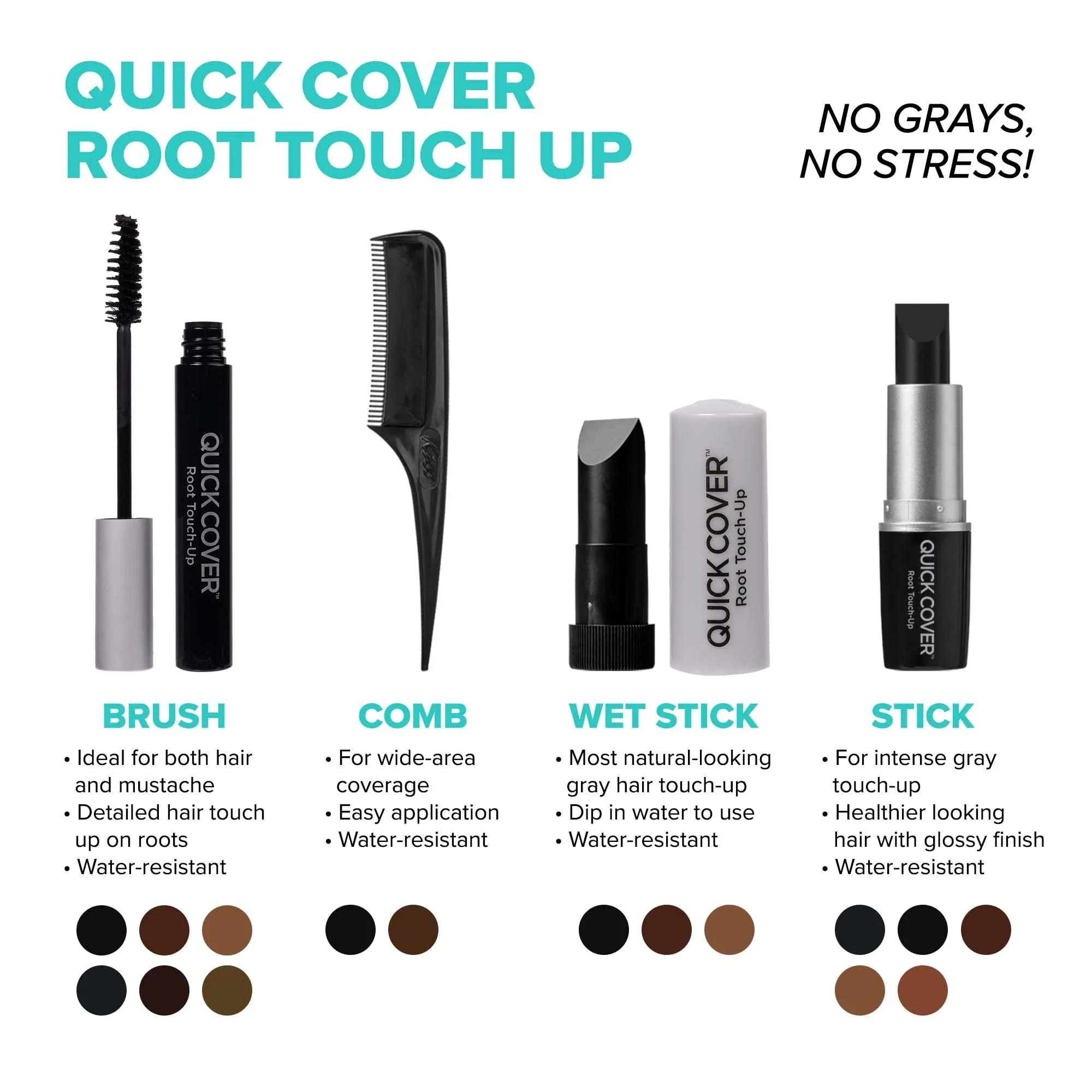 RED by KISS Quick Cover Root Touch Up Rescue (Jet Black), Mascara Natural Water-Resistant Temporary Gray Concealer Cover Up Brush for Hair Mustache & Beard, Formulated with Jojoba Oil - Image 6