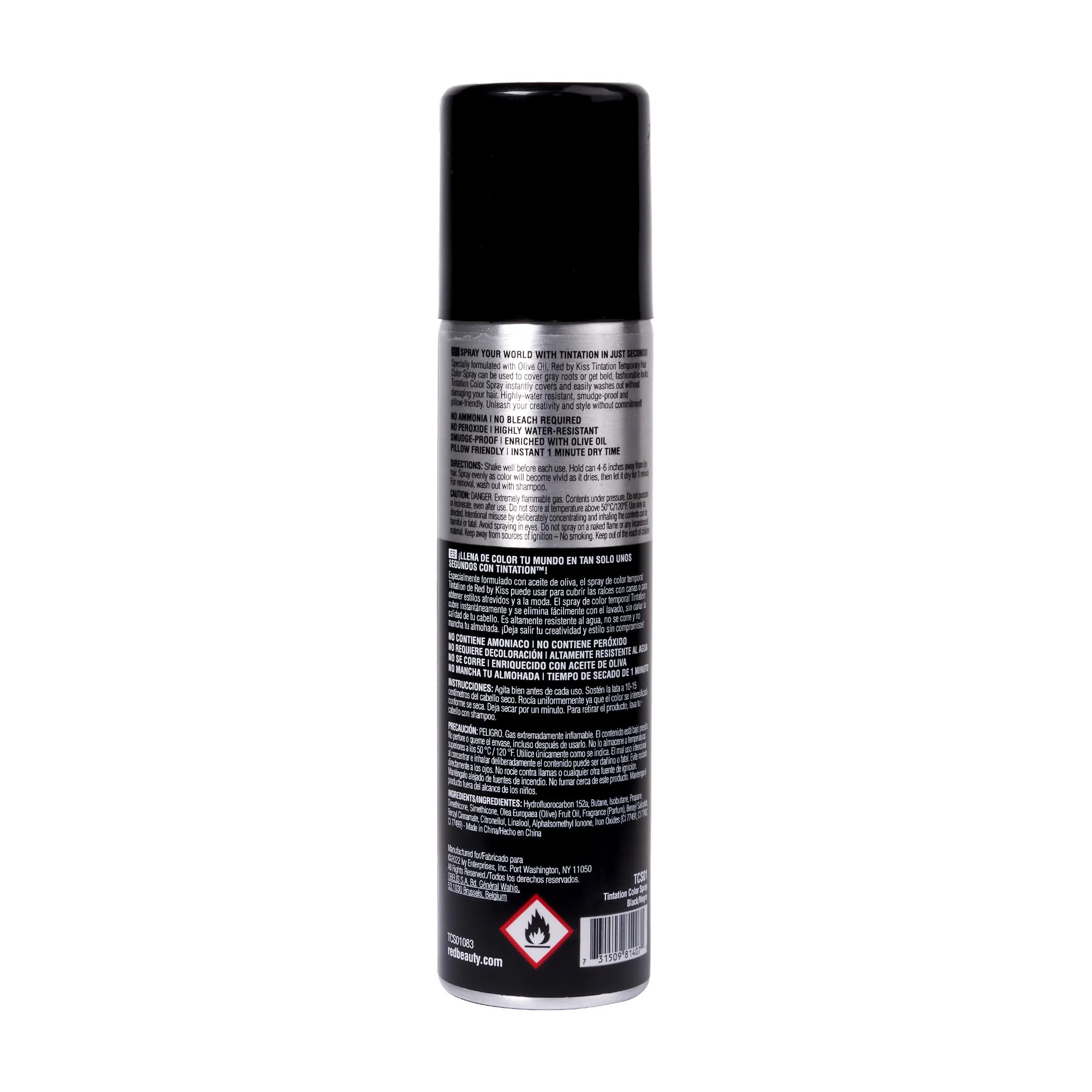 Red by Kiss Tintation Temporary Hair Color Spray, Instant Gray Root Touch Up Coverage, Water-Resistant & Smudge-Proof, Easy Wash Out, Barber & Hairline Touch-Up, Quick-Dry (Black, 2.82 oz) - Image 7