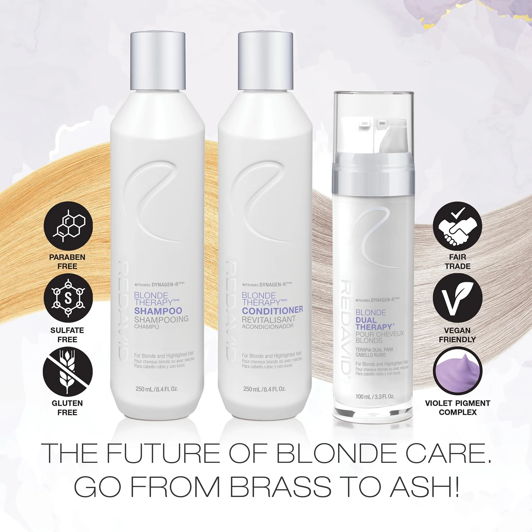 Redavid Blonde Therapy Daily Shampoo for Blonde and Highlighted Hair with Cymbidium Orchid and Hemp Seed Oil - Daily Toning, Clinical Repair, and Amplified Shine (1L) - Image 3