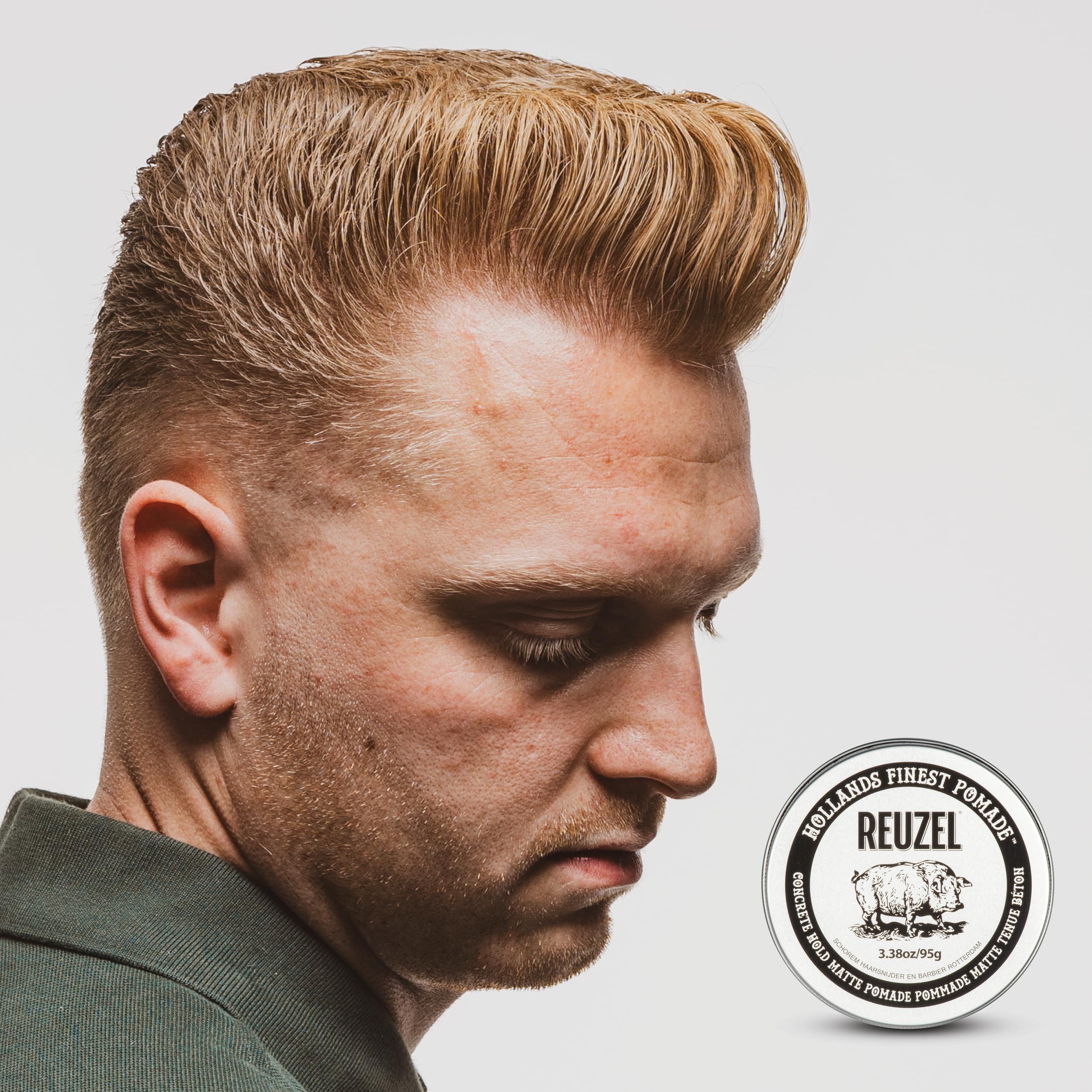 REUZEL Concrete Matte Pomade, Strong All Day Hold, Water Soluble Styling, Matte Finish and Flake Free, Easy To Wash Out, For All Hair Types - Image 3