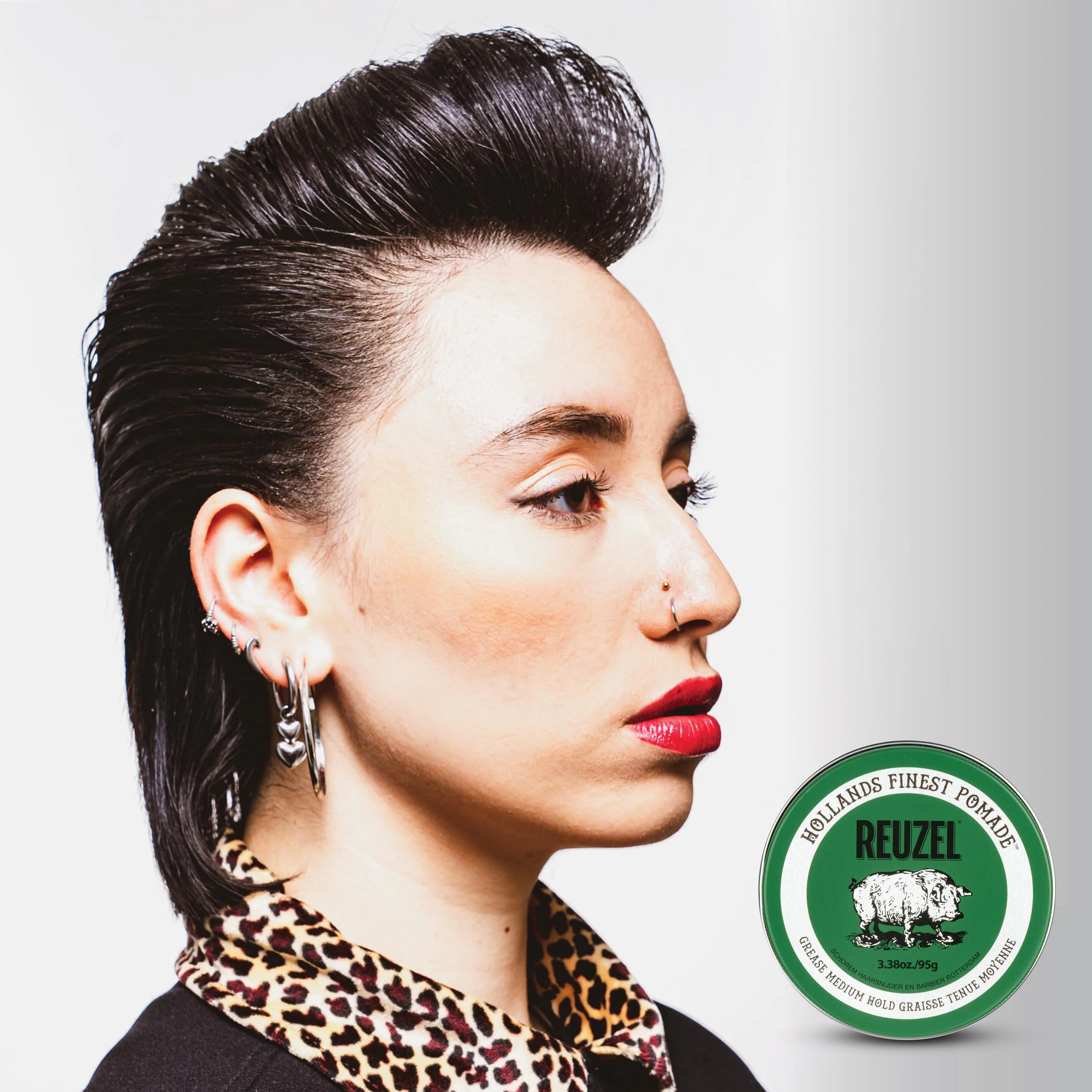 REUZEL Green Grease Pomade, Medium All Day Hold, Oil-Based Styling Wax, Medium Shine, Easy To Wash Out, For All Hair Types - Image 6