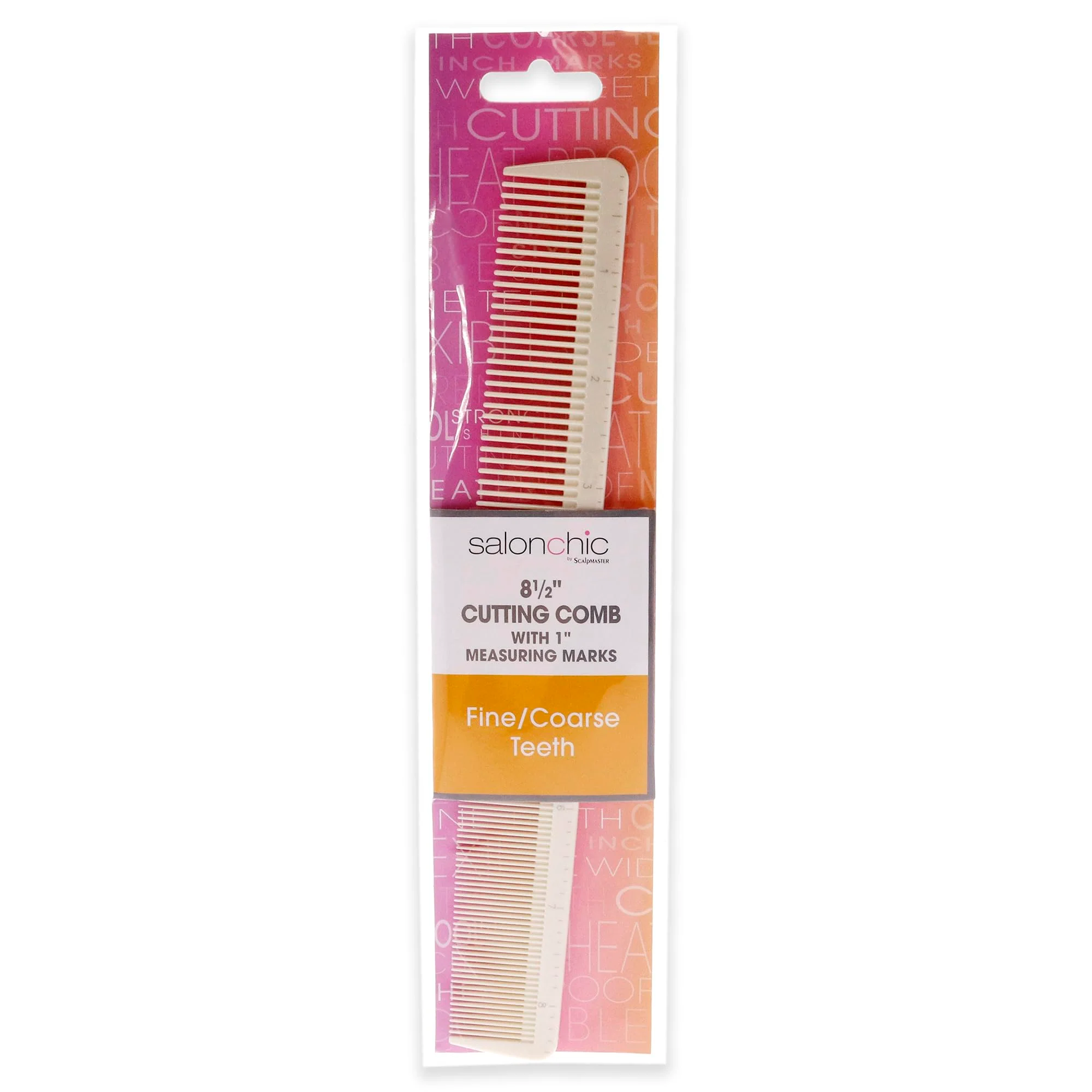 SalonChic Cutting Comb W-1 Measuring Marks High Heat Resistant 8.5 - Fine-Coarse Teeth Comb Unisex 1 Pc - Image 3
