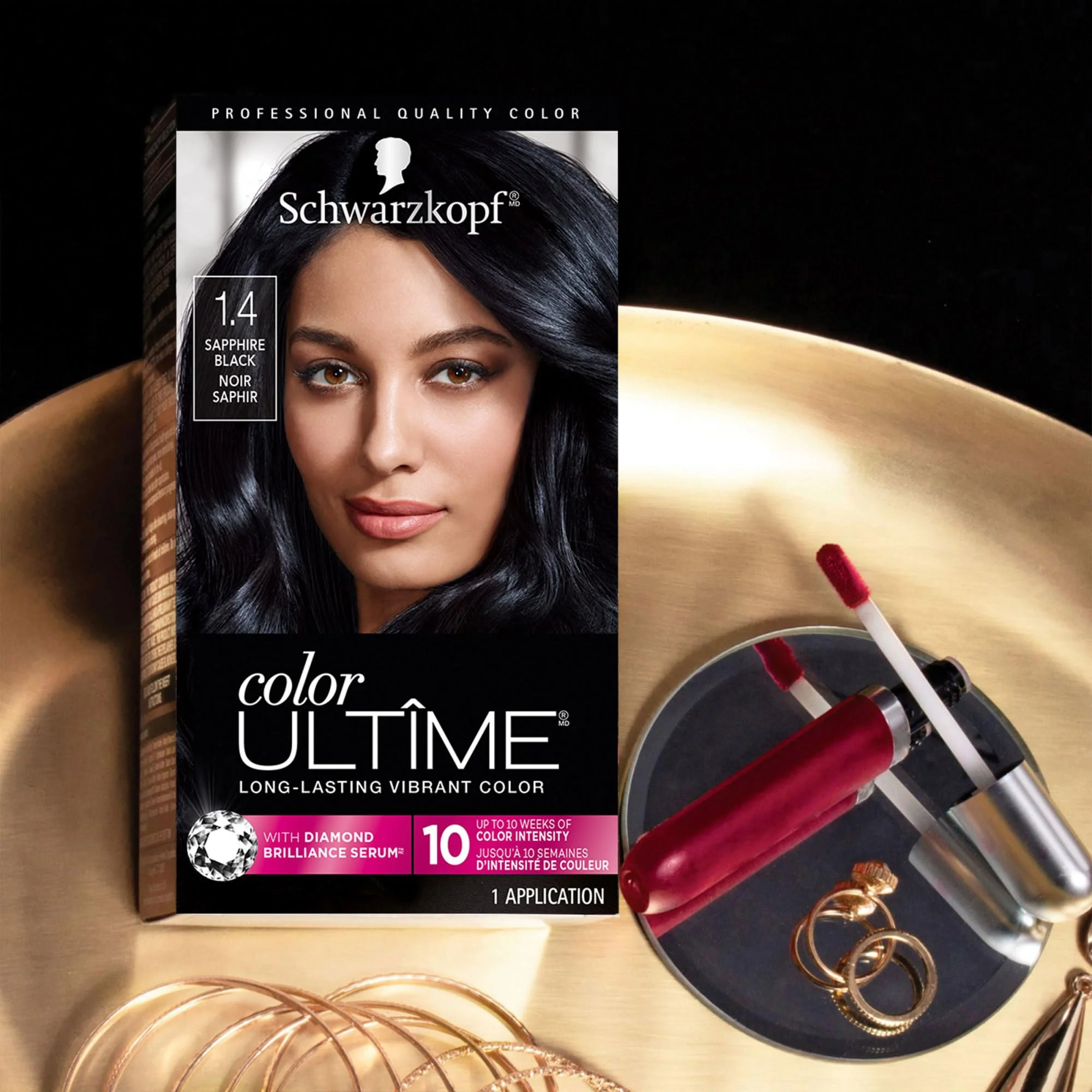 Schwarzkopf Color Ultime 1.4 Sapphire Black Hair Dye, Permanent Intense Black with Diamond Brilliance, Fade-Resistant, Covers Grays, All Hair Textures - Image 4