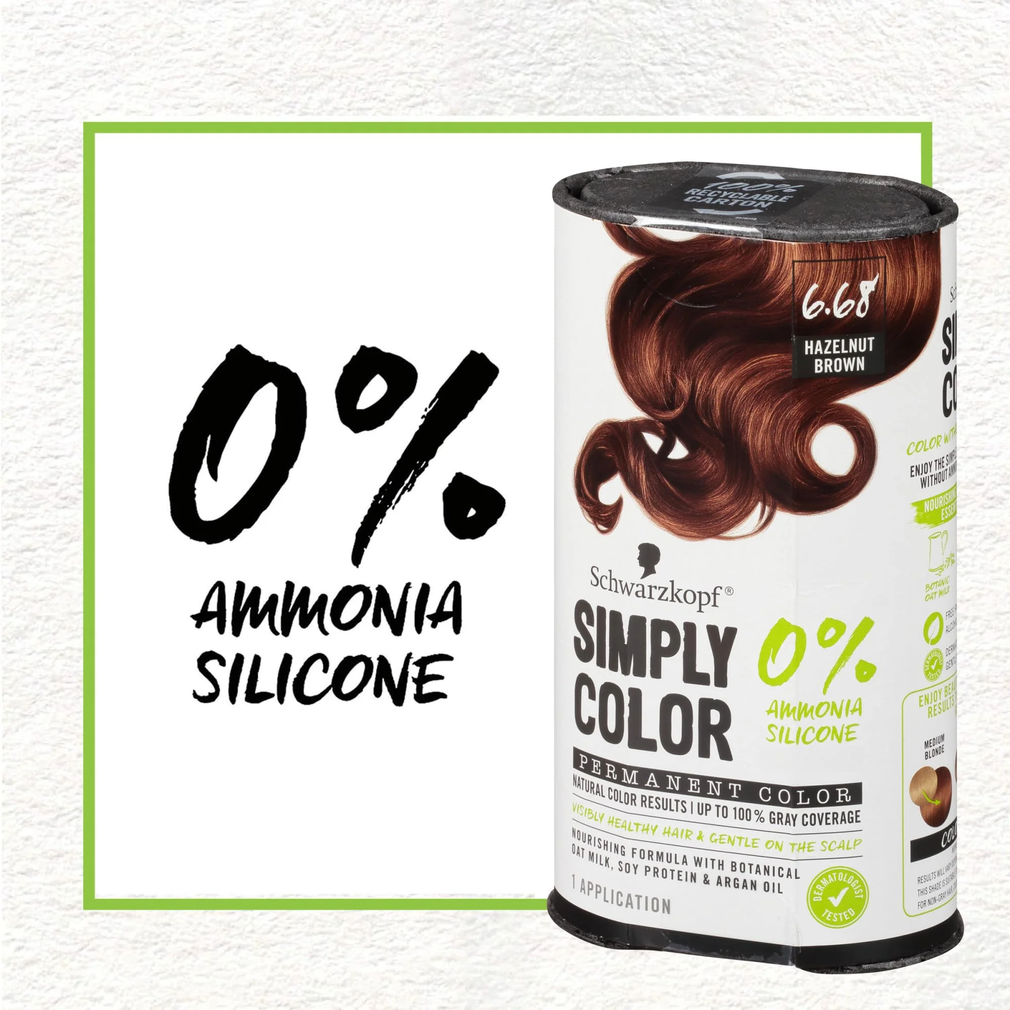 Schwarzkopf Simply Color Hair Color 6.68 Hazelnut Brown, 1 Application - Permanent Hair Dye for Healthy Looking Hair without Ammonia or Silicone, Dermatologist Tested, No PPD & PTD - Image 6