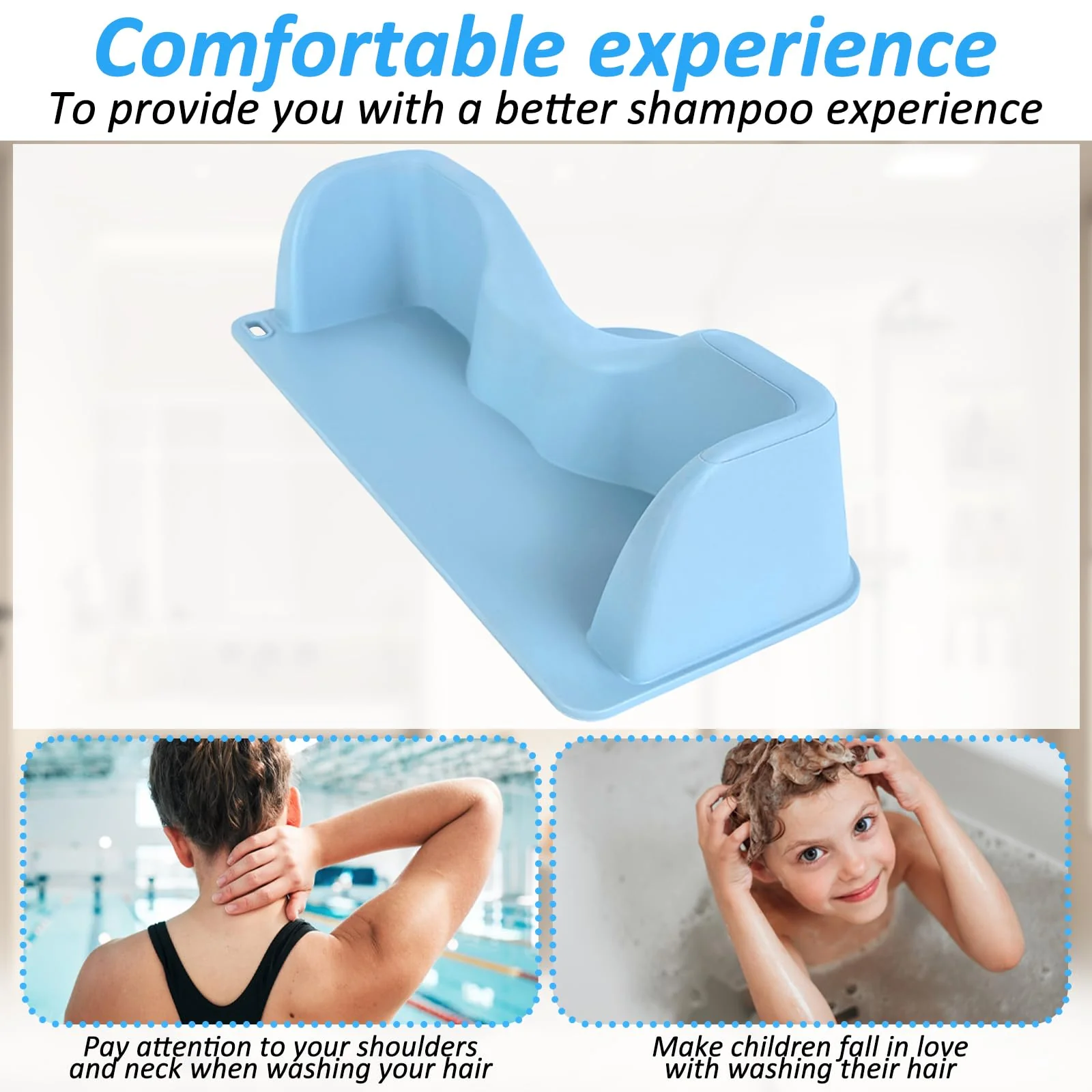 Sibosen Hair Washing Station for Kids Hair Washing Neck Pillow with Shampoo Brush, 15 x 8.6 x 3.7 Inches Ergonomic Kids Hairs Washing Station for Sink or Bathtub - Image 3