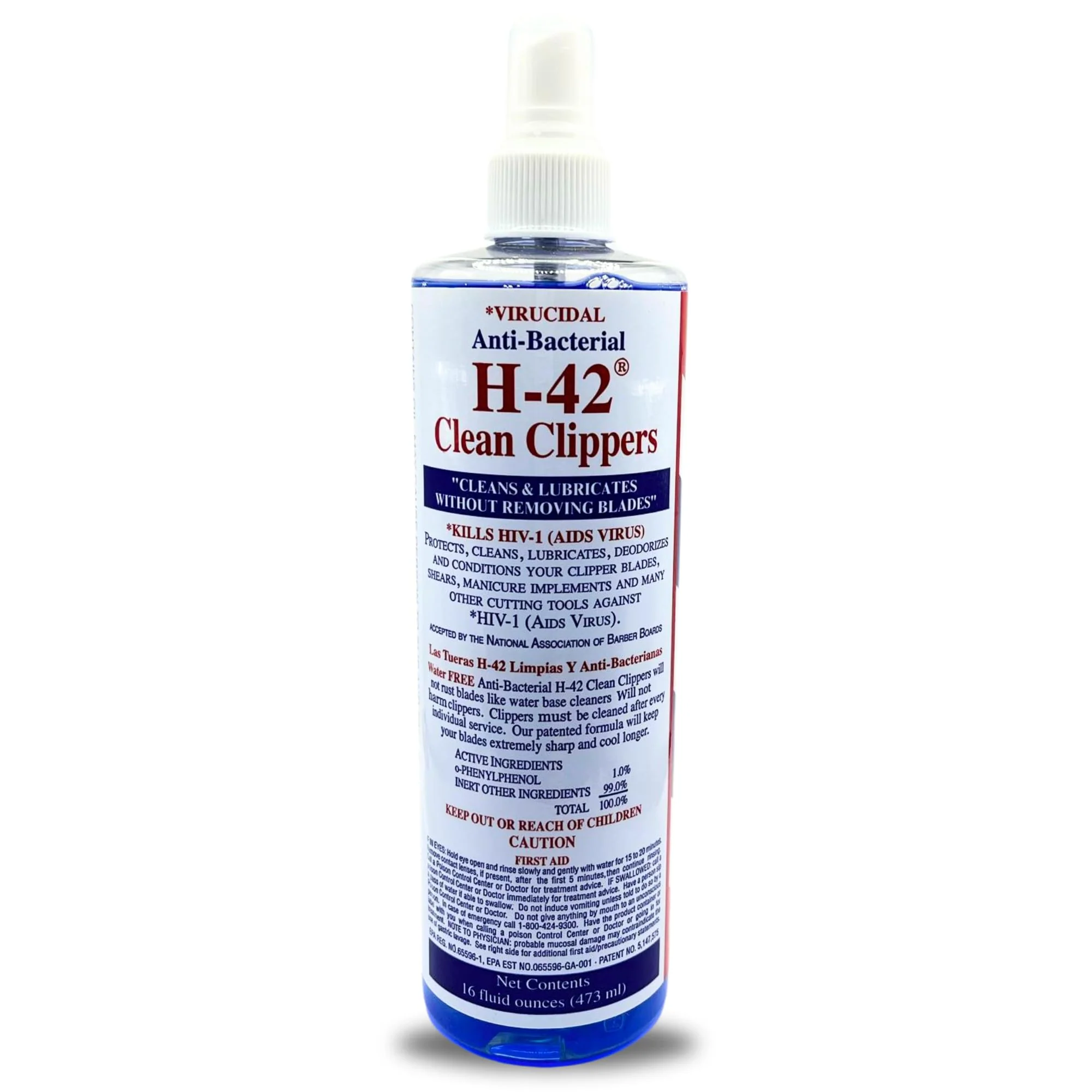 Skin Revolution H-42 Clipper Blade Cleaner – Waterless Clipper Cleaner for Barbers, Anti-Rust Formula for Clippers and Trimmers, Cleans and Cools Blades, 16oz Spray Bottle (Pack of 1)