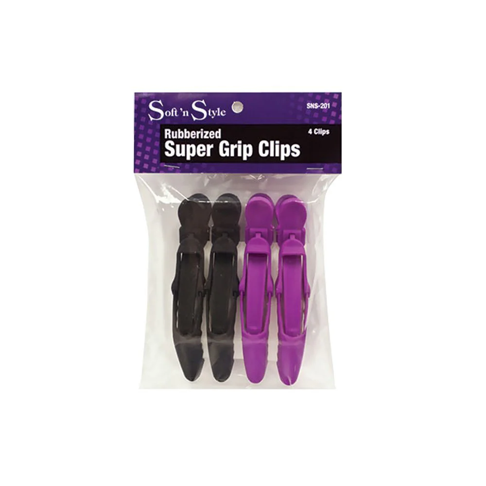 Soft 'N Style Salon Beauty Hair Rubberized Super Grip Clips 4 Pack HC-SNS201 - Image 2