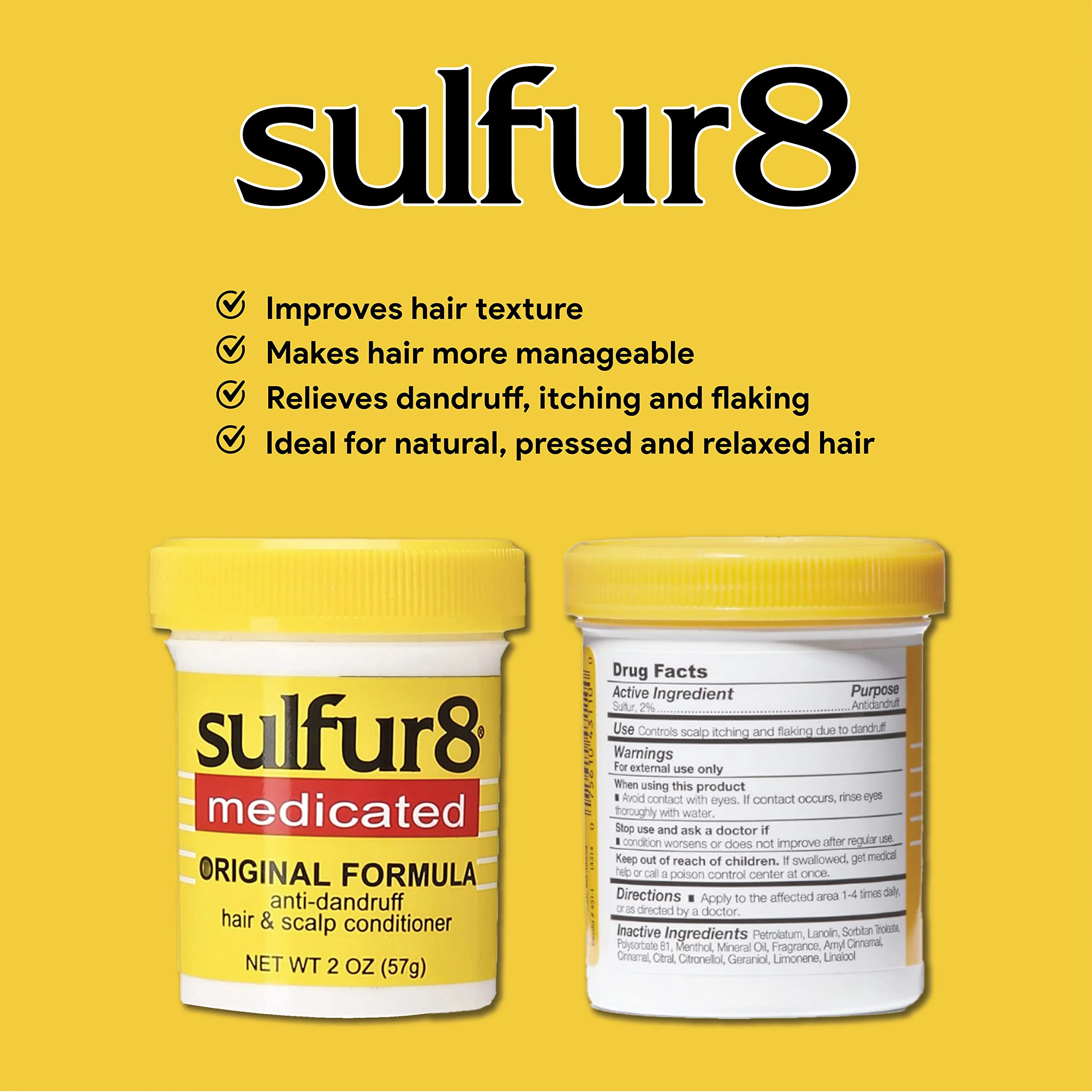Sulfur 8 Medicated Anti-Dandruff Hair & Scalp Conditioner 2 oz – Helps Control Dandruff, Soothes Itchy Scalp & Moisturizes Hair with Refreshing Clean Fragrance, For All Hair Types (Pack of 2) - Image 3