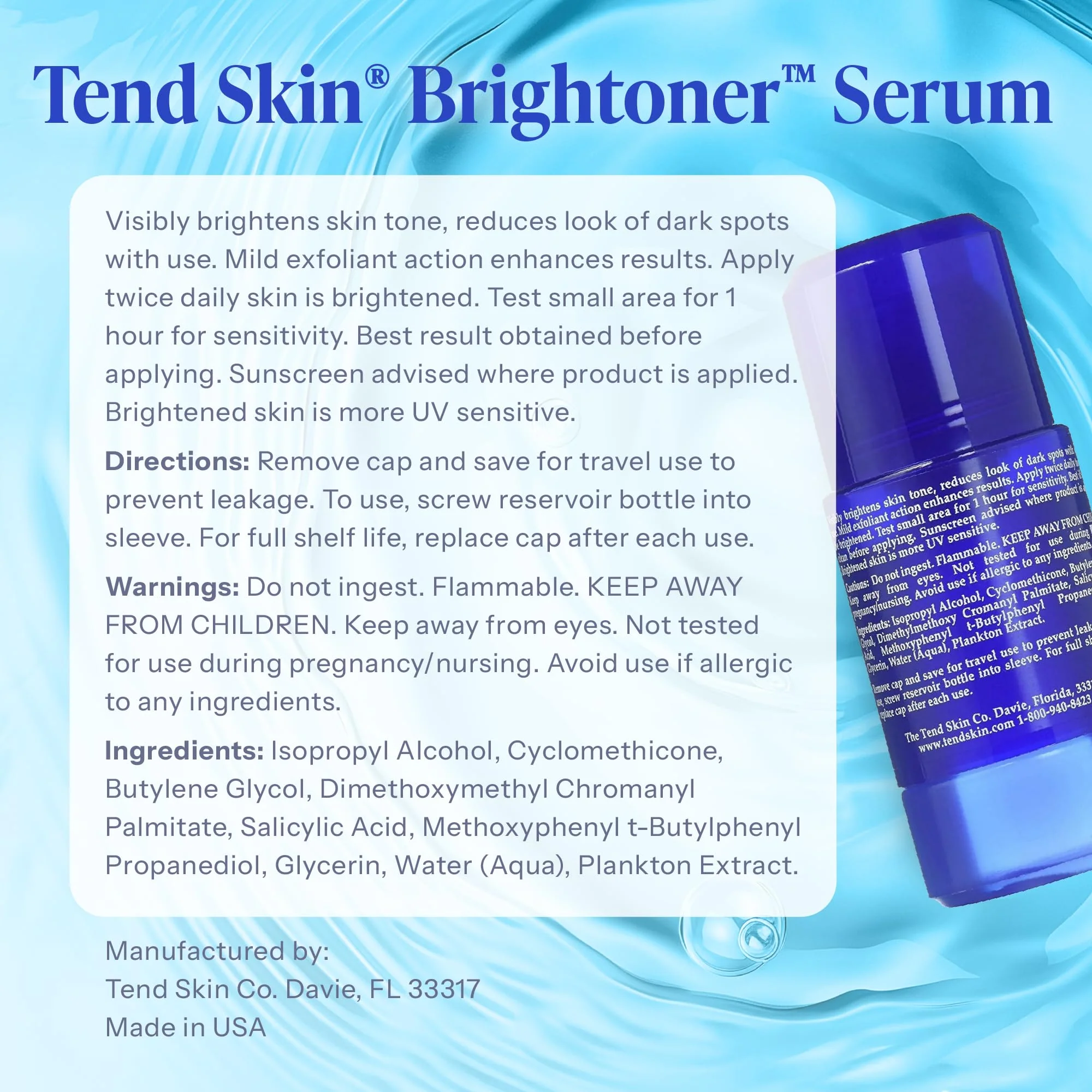 Tend Skin Brightoner Serum Roll On, Improves Appearance Of Uneven Skin Tone, Patches, and Dark Spots, Advanced Formula for Face and Body, 2.5 Oz - Image 7
