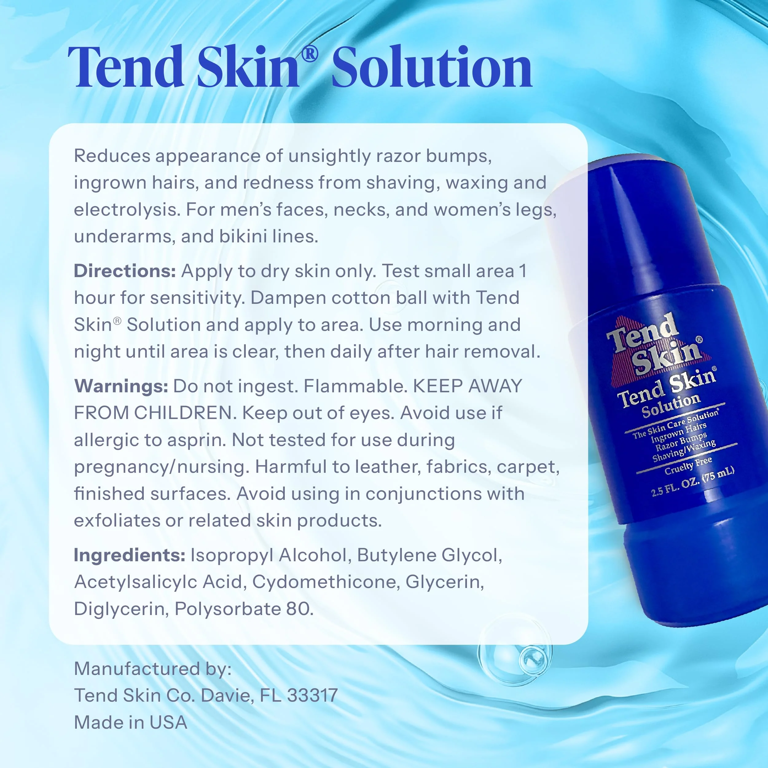 Tend Skin Razor Bump Solution Refillable Roll-On Solution For Unsightly Razor Bumps, Ingrown Hair And Razor Burns, Post Shaving and Waxing Toner for Men and Women, 2.5 Oz - Image 8
