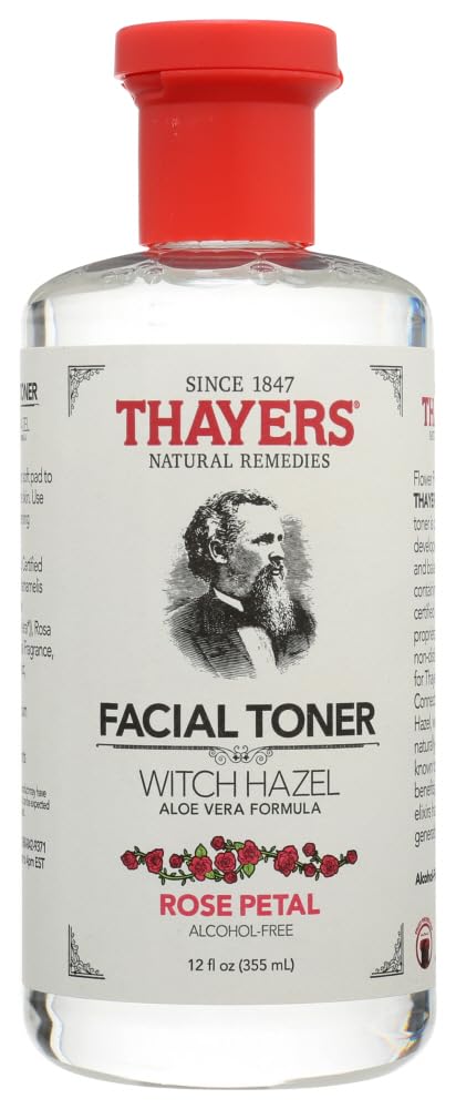 THAYERS Alcohol-Free HydKtr Rose Petal Witch Hazel with Aloe Vera, Clear, 12 Fl Oz (Pack of 2)