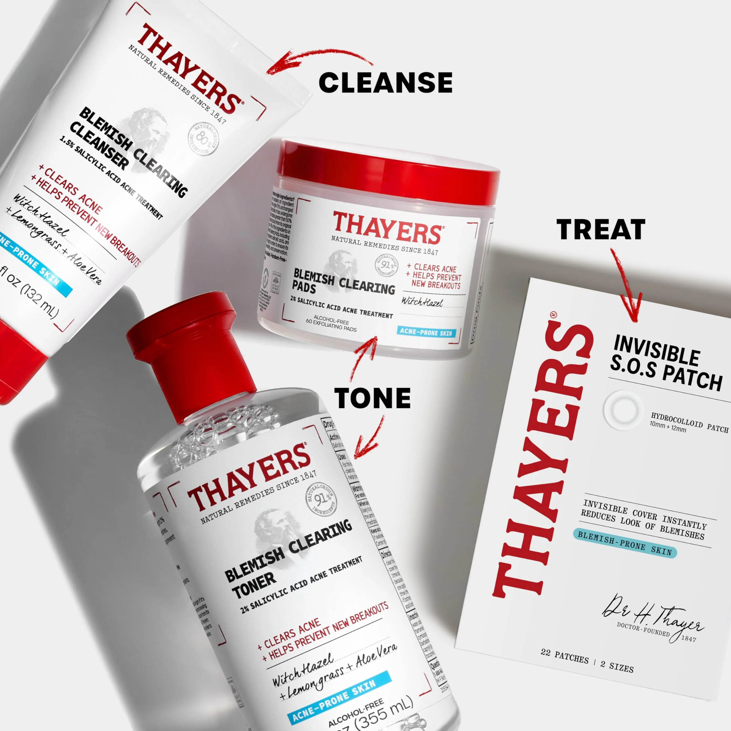 THAYERS Invisible S.O.S Hydrocolloid Acne Pimple Patch, Ultra-Thin Design Instantly Reduces Look of Blemishes, Set of 22 Pimple Patches - Image 8
