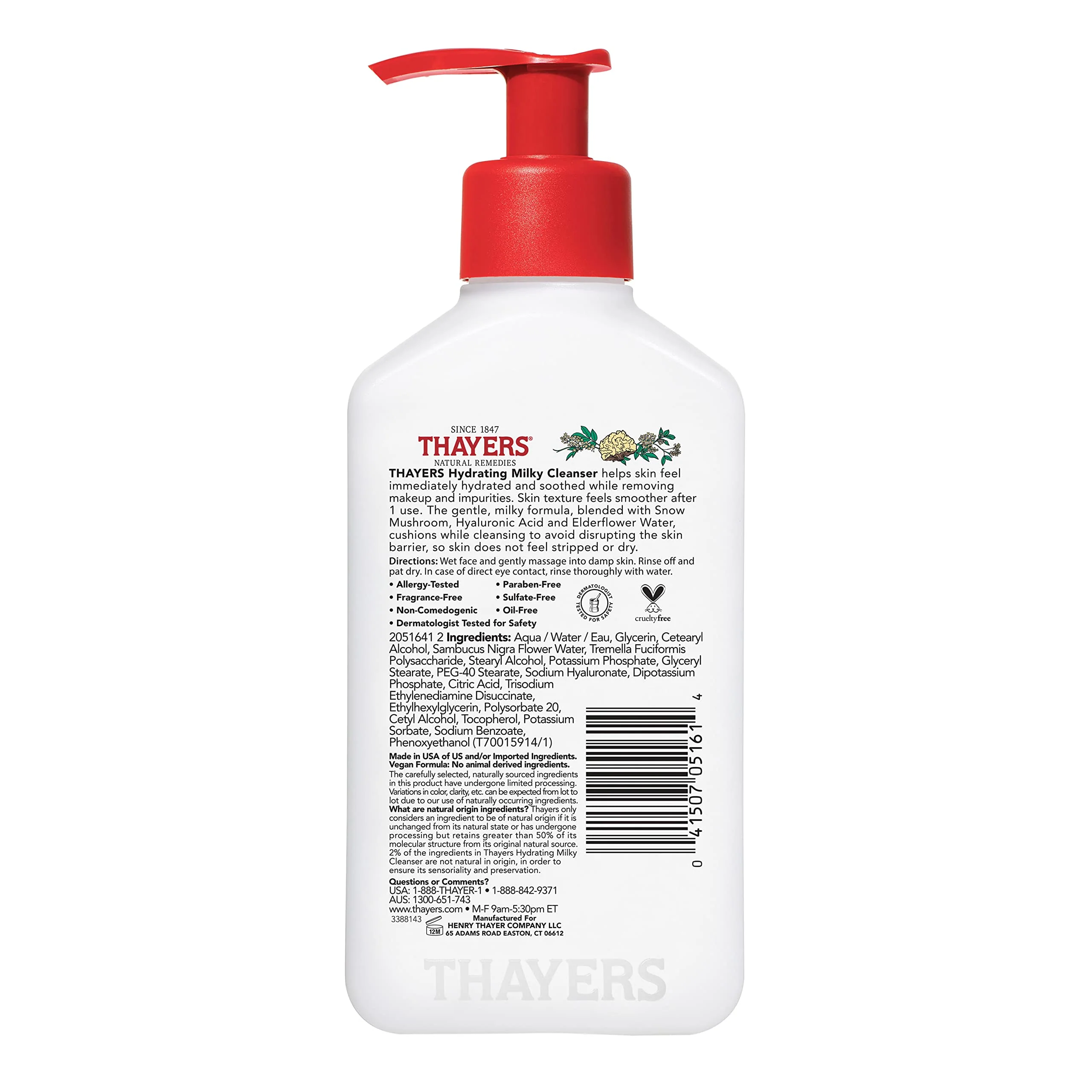 Thayers Milky Hydrating Face Cleanser with Snow Mushroom and Hyaluronic Acid, Dermatologist Recommended Gentle Facial Wash and Hydrating Skincare for Dry and Sensitive Skin, Paraben Free, 8 Fl Oz - Image 7